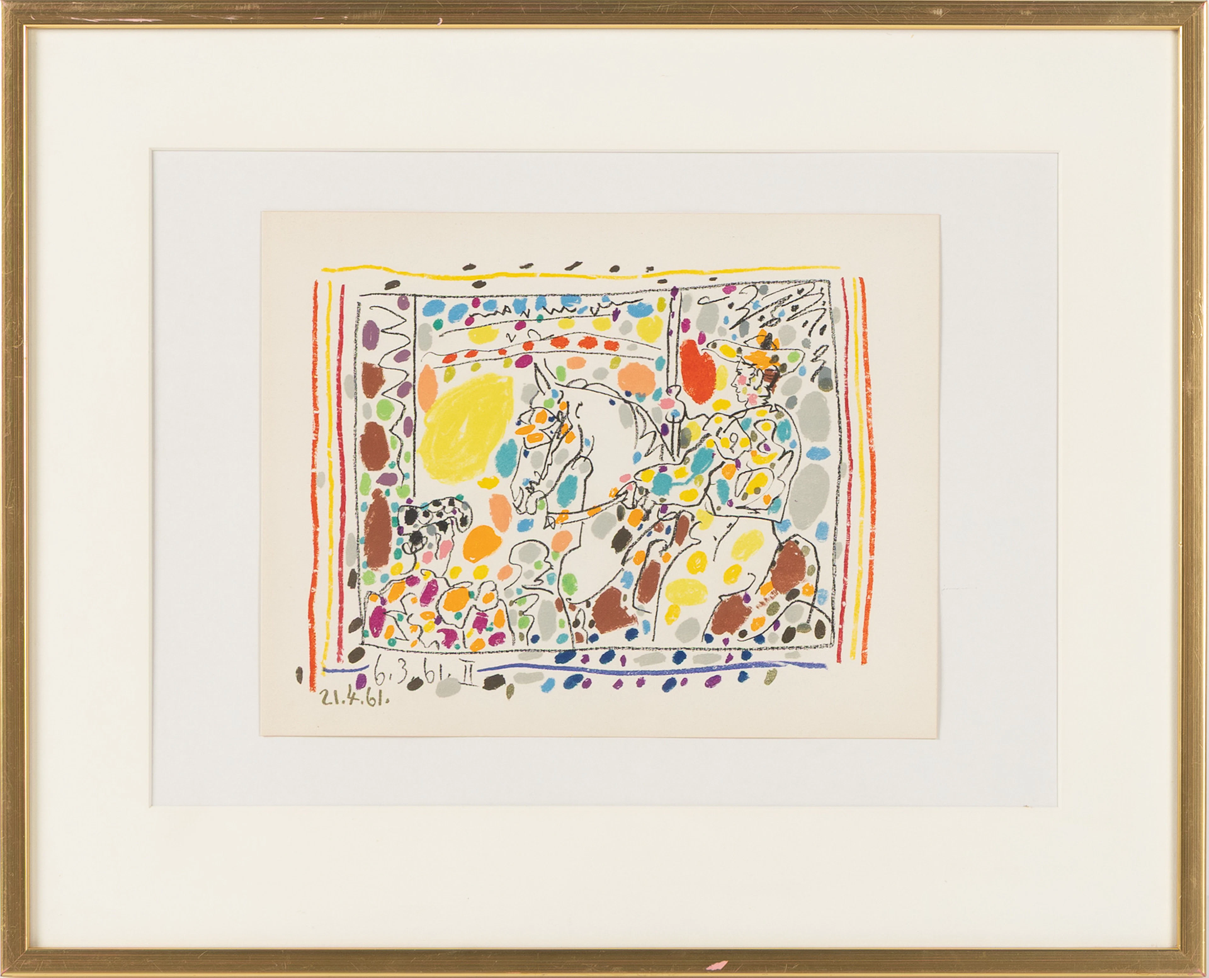 PABLO PICASSO. "Picador", färglitografi original, ur "A los toros