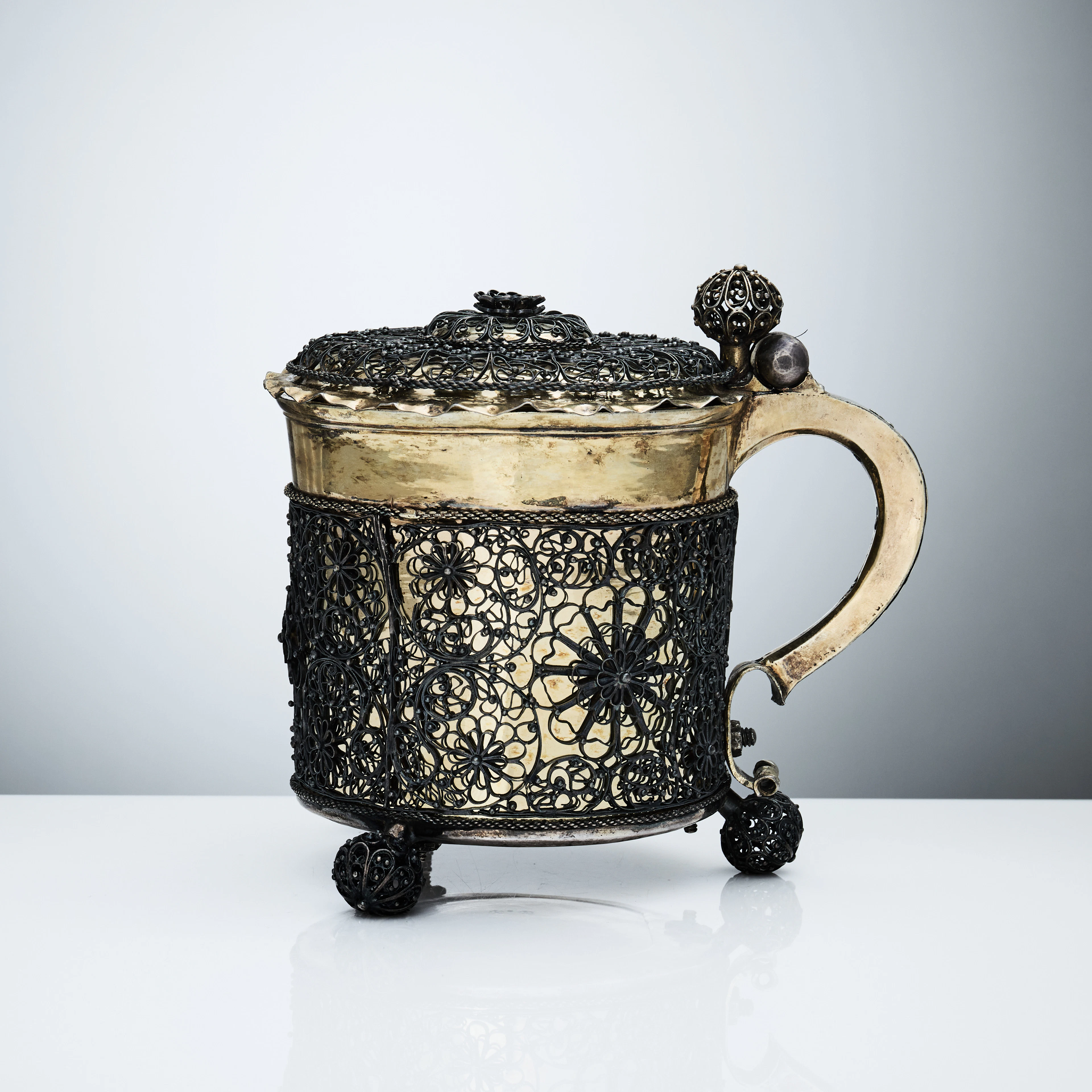JOHAN STÅHLE. Dryckeskanna, silver, Stockholm (verksam 1677-1687 (1694)).