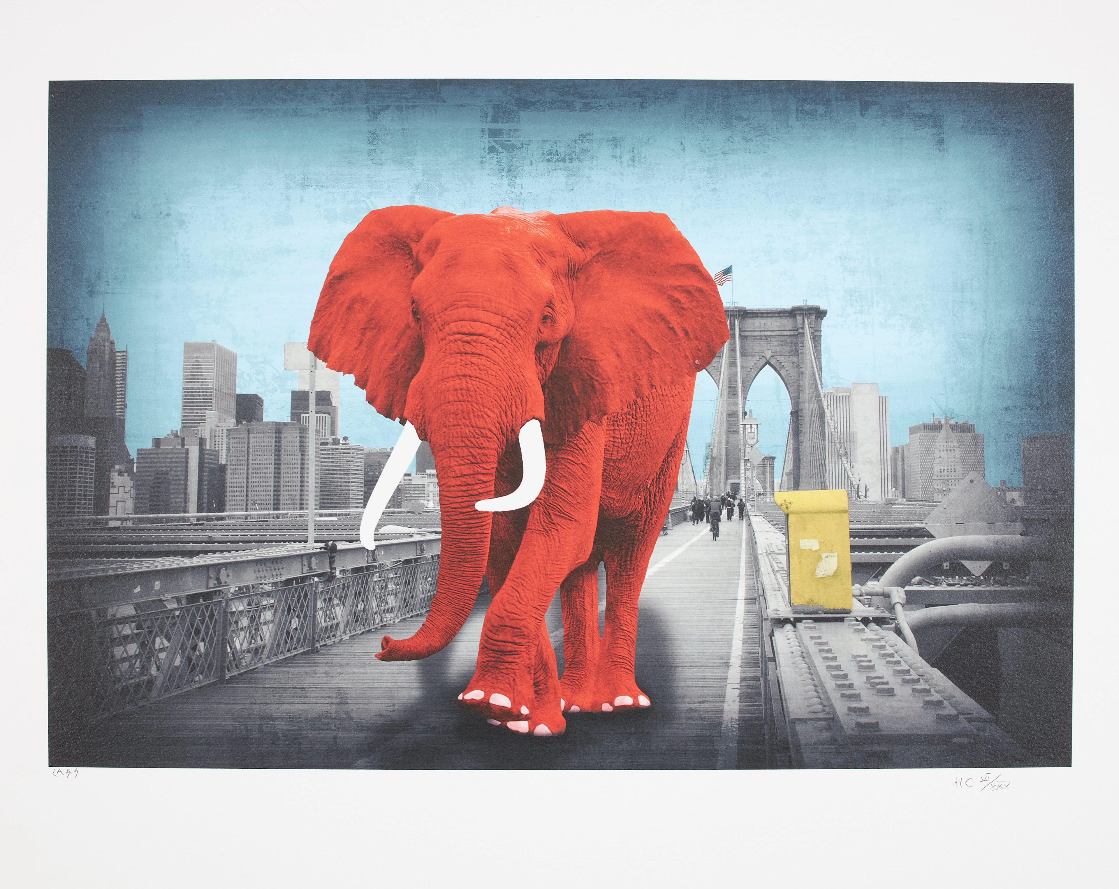 LARS TUNEBO. "Tripping on Brooklyn Bridge", plantryck, signerad och