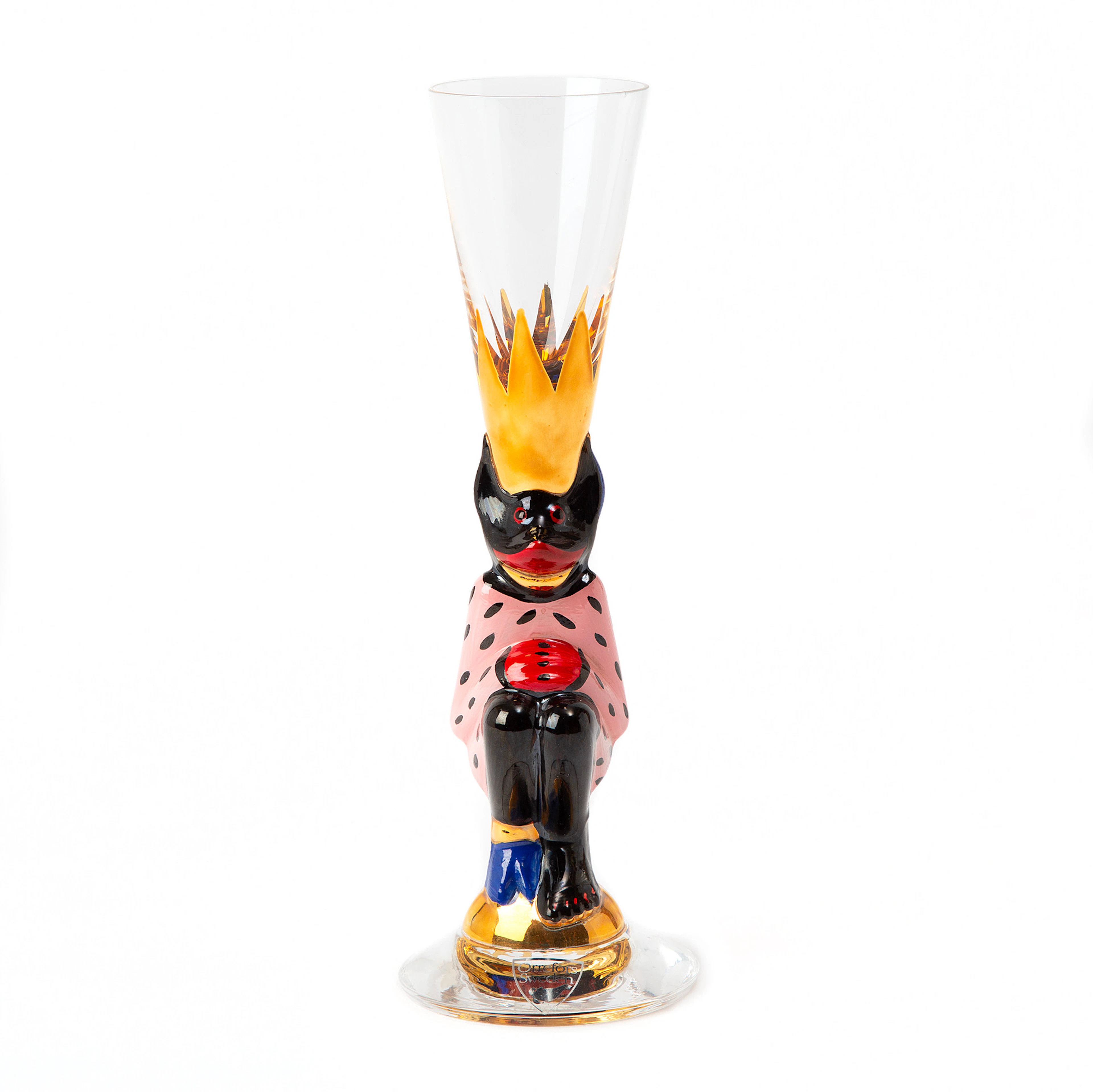 GUNNAR CYRÉN. Snapsglas, "Nobel", sk "Djävulsglas", rosa, Orrefors, 2010.