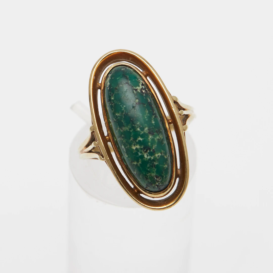 RING, 585er Gelbgold, Malachit.