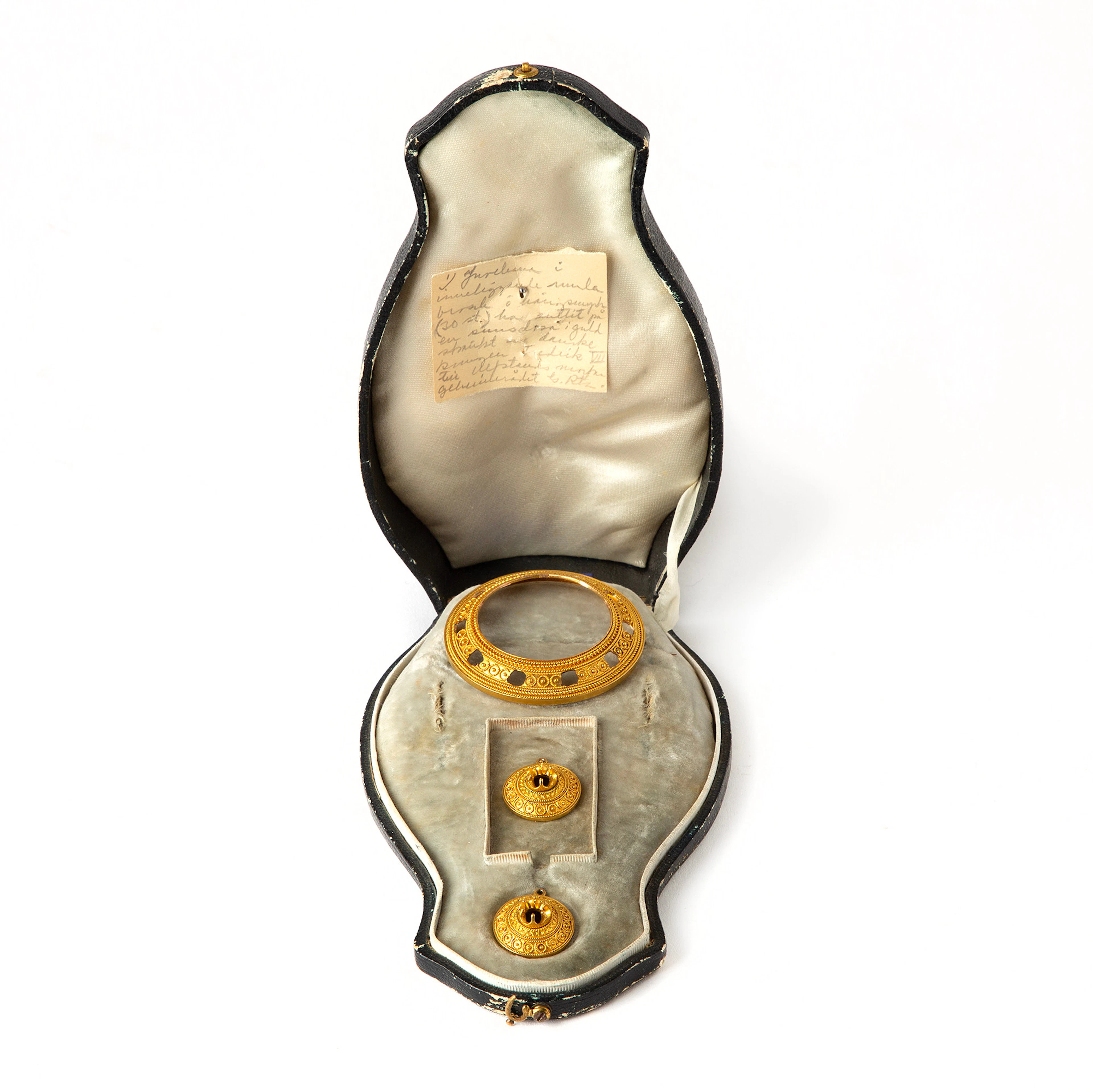 BROSCH samt HÄNGEN, 2 st, 14K guld, F. Dahl, Köpenhamn.