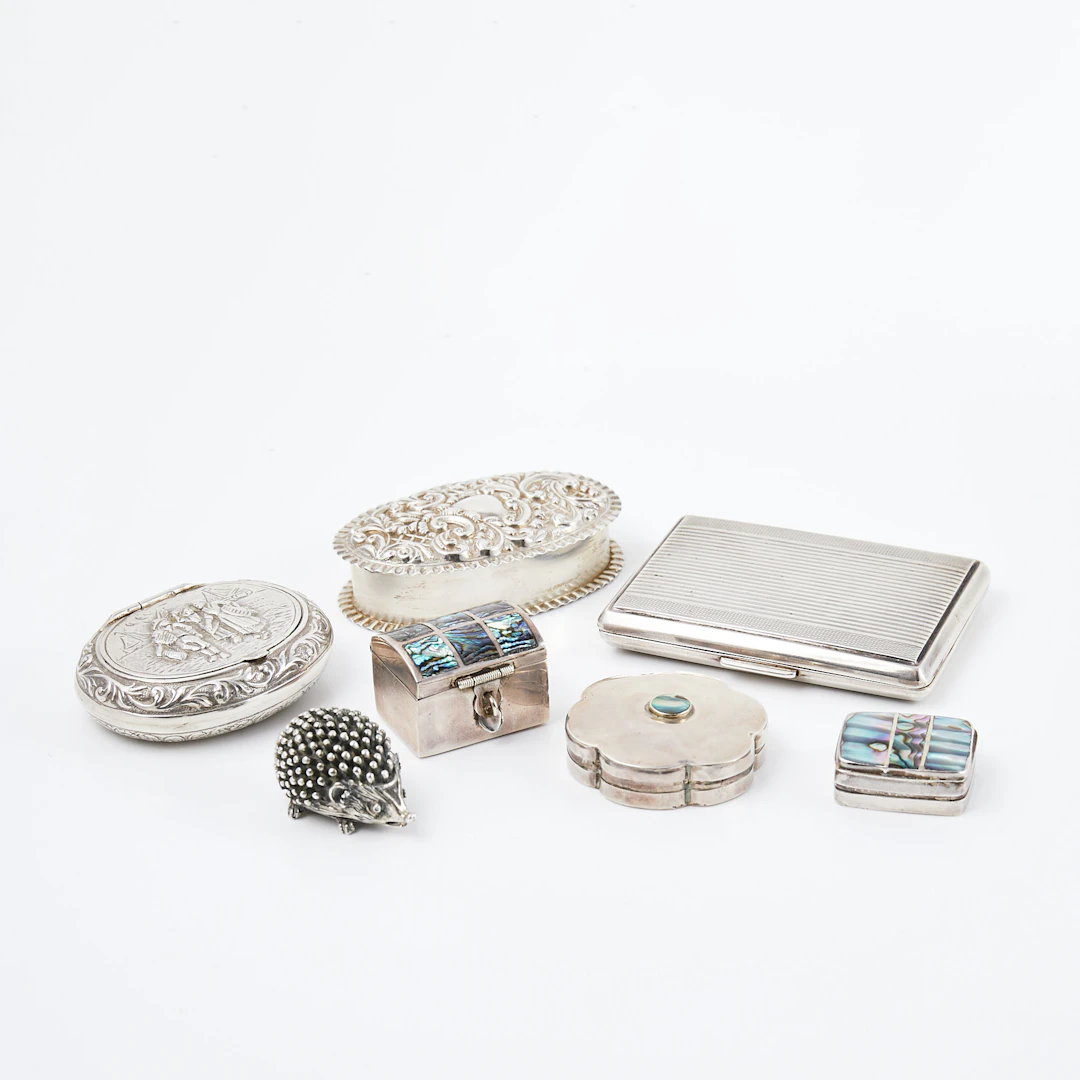 DOSOR, 7 st, silver och sterlingsilver, med bl.a. pärlemorintarsia