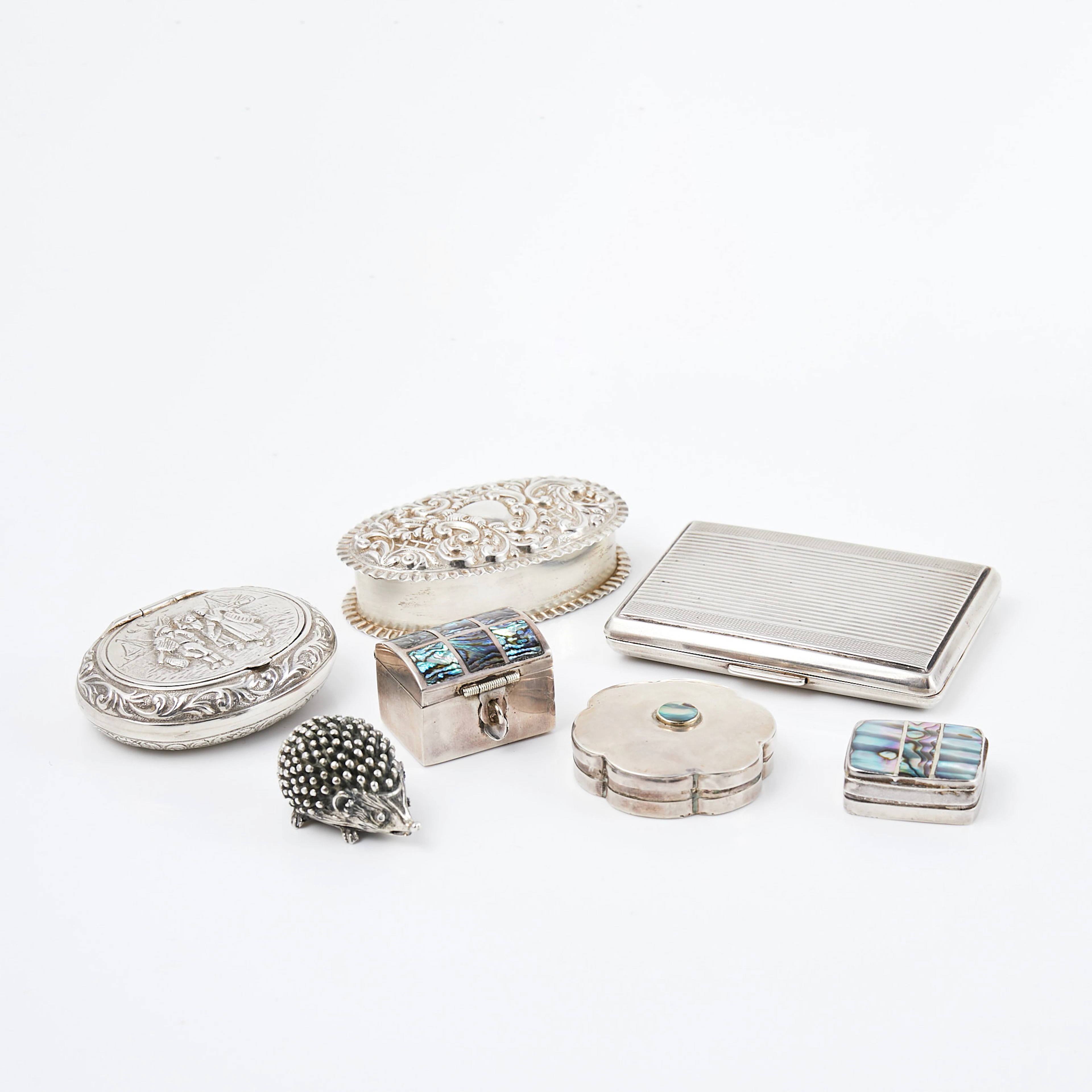 DOSOR, 7 st, silver och sterlingsilver, med bl.a. pärlemorintarsia