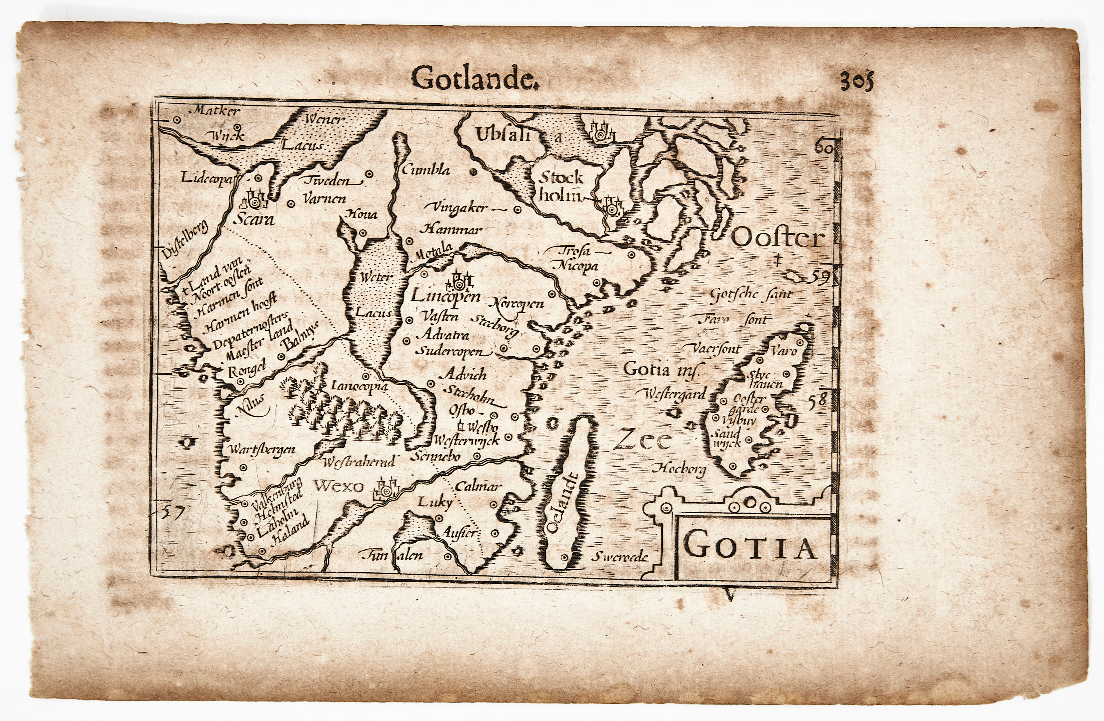 BERTIUS KARTA ÖVER GÖTALAND, Gotia, ca 1670.
