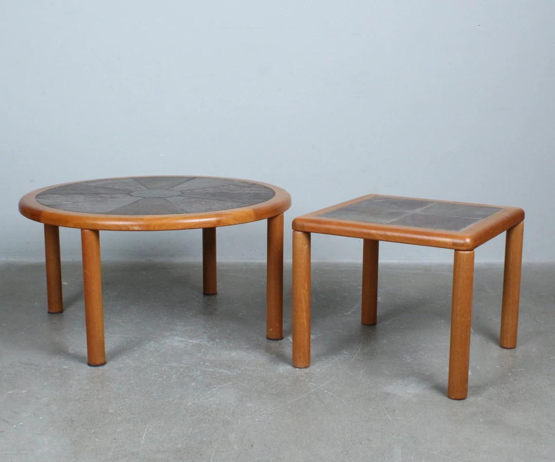 TUE POULSEN. für Haslev, Couchtische/Beistelltische, Teak, Keramik