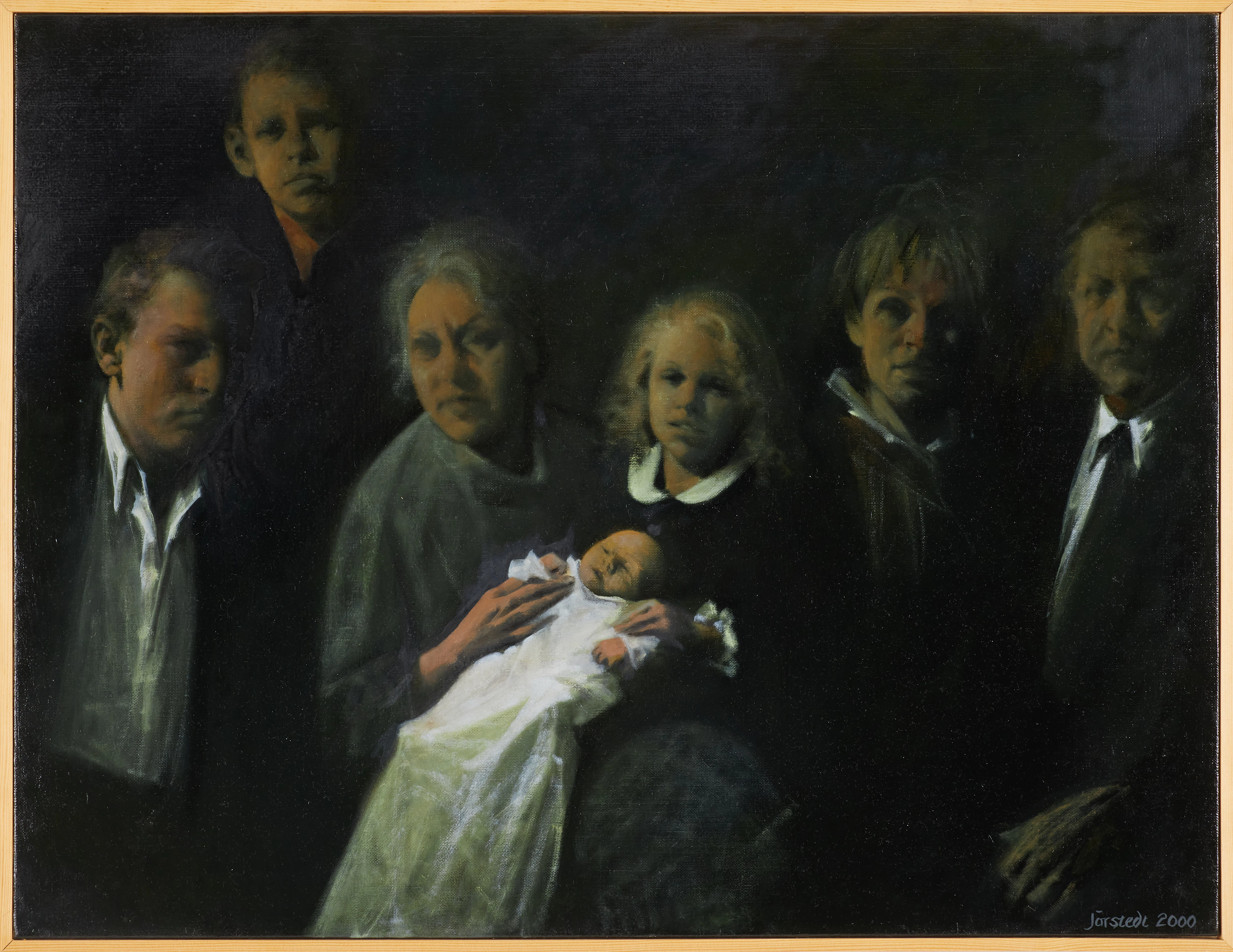 KJELL JÖRSTEDT. Familjeporträtt, olja på duk, signerad och daterad 2000.