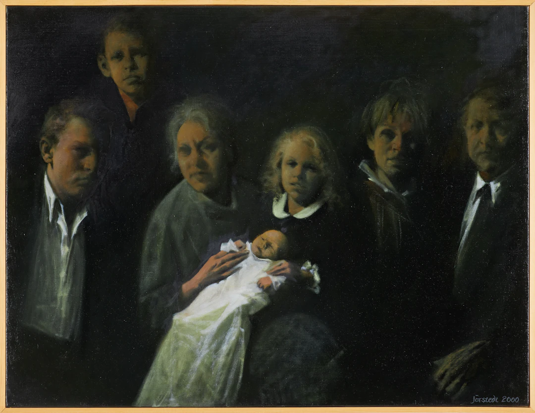 KJELL JÖRSTEDT. Familjeporträtt, olja på duk, signerad och daterad 2000.