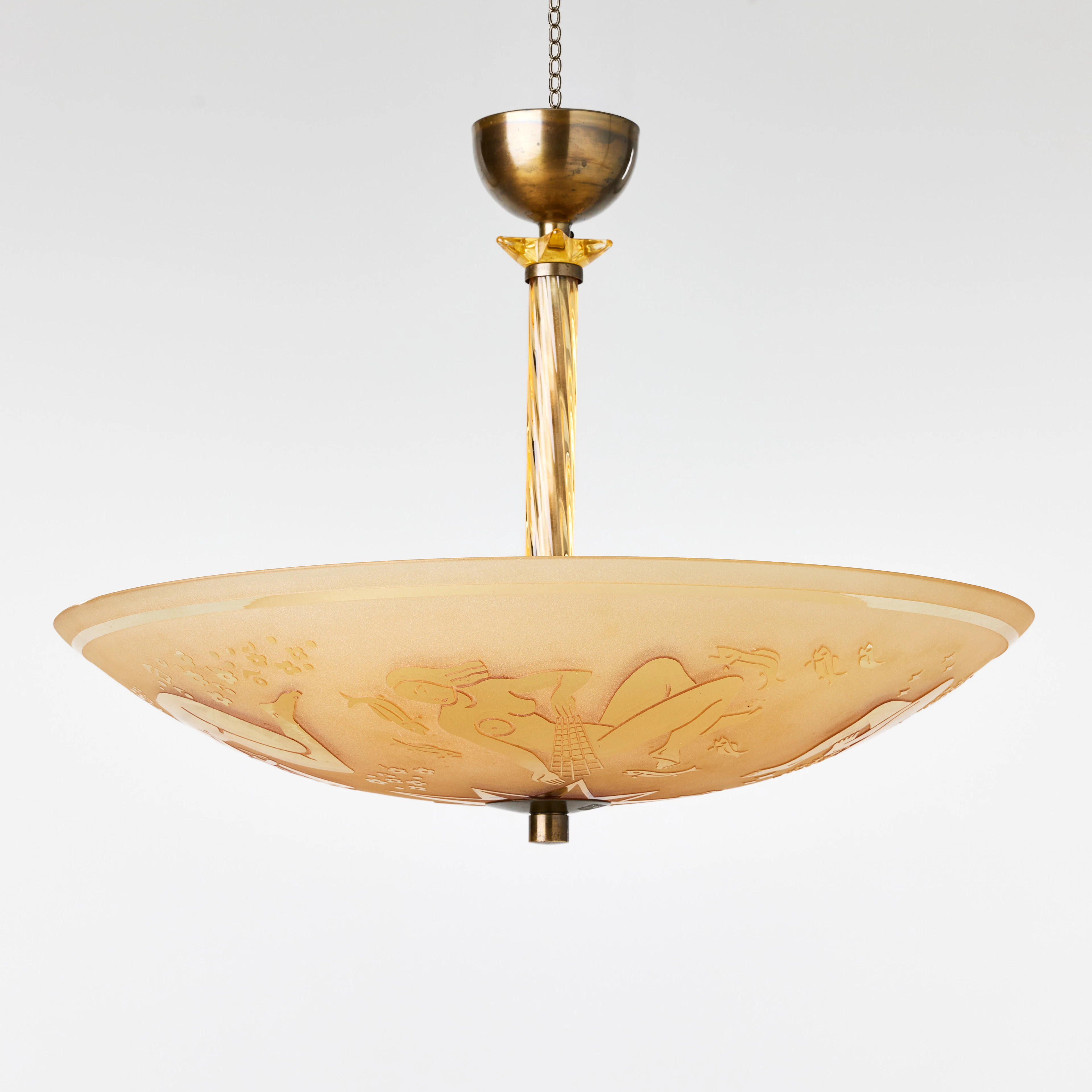 EDWARD HALD. Taklampa, Orrefors 1940-tal, Swedish Modern, modell HD