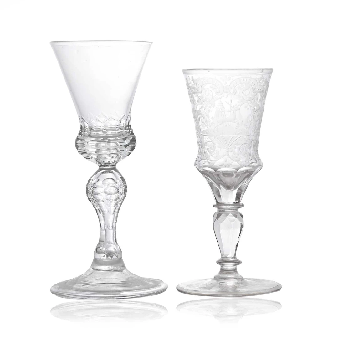 Two Silesian wine glasses early to mid-18th century and later
