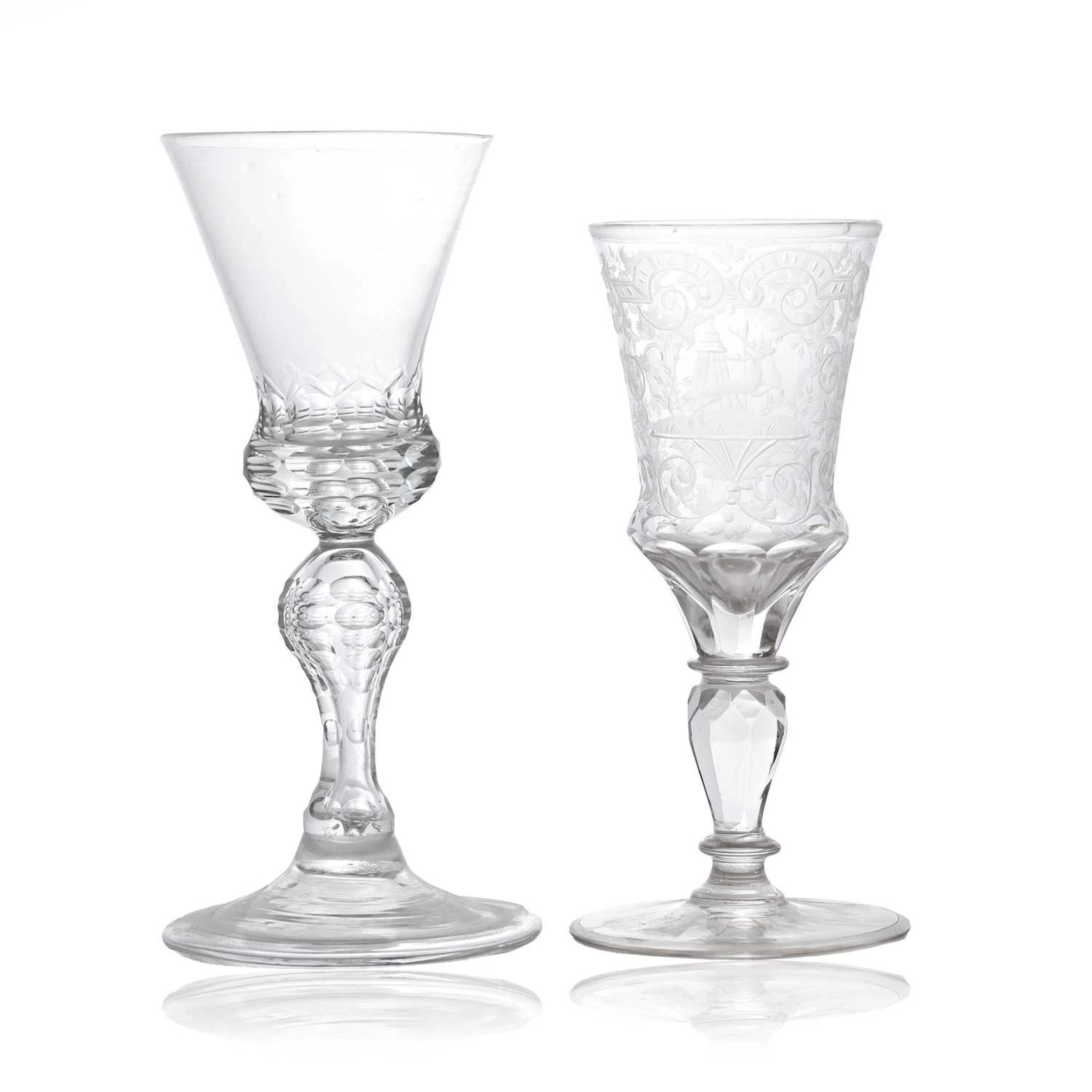 Two Silesian wine glasses early to mid-18th century and later