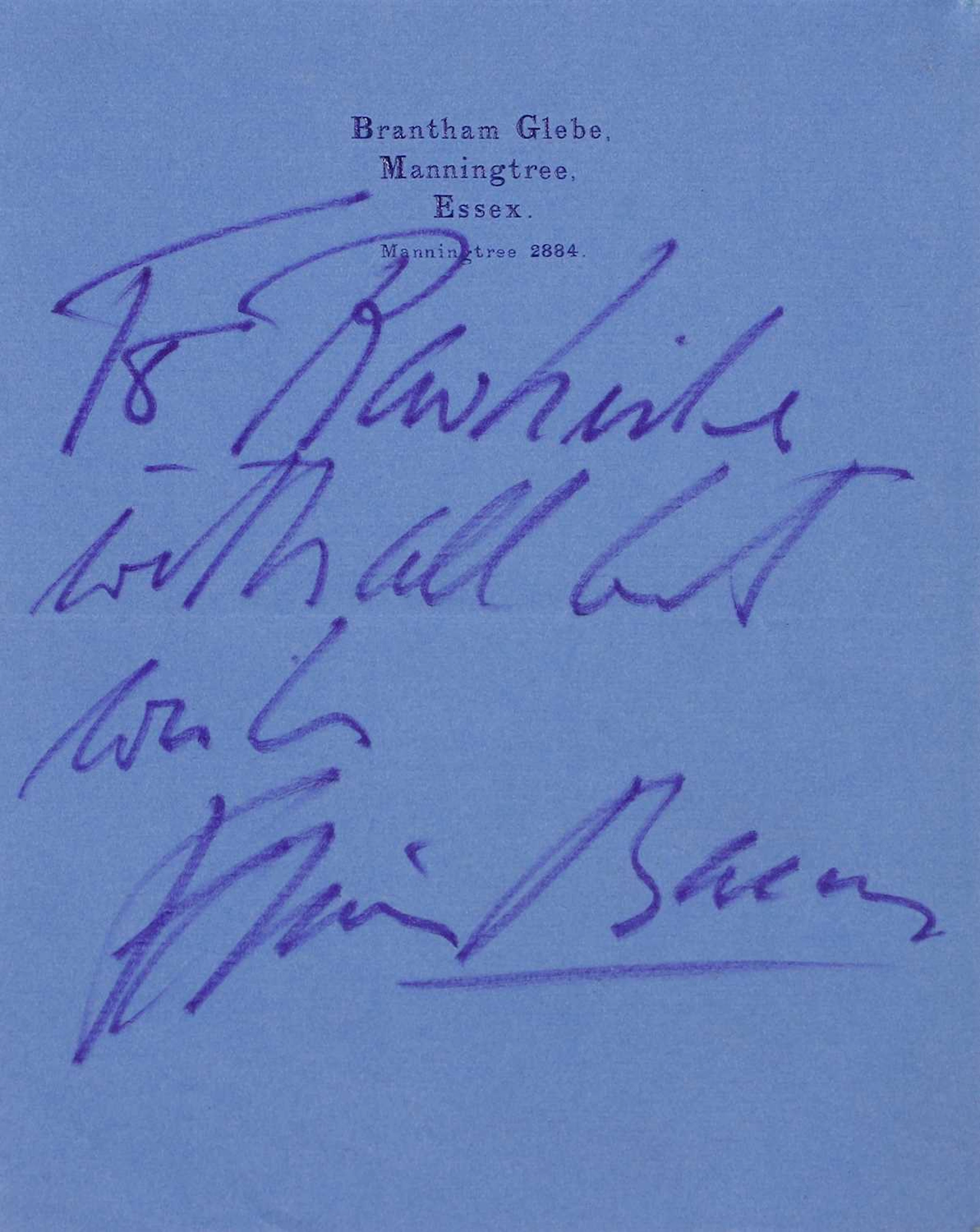 Francis Bacon (British, 1909-1992) A note from Francis Bacon to James Birch