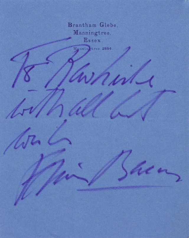 Francis Bacon (British, 1909-1992) A note from Francis Bacon to James Birch