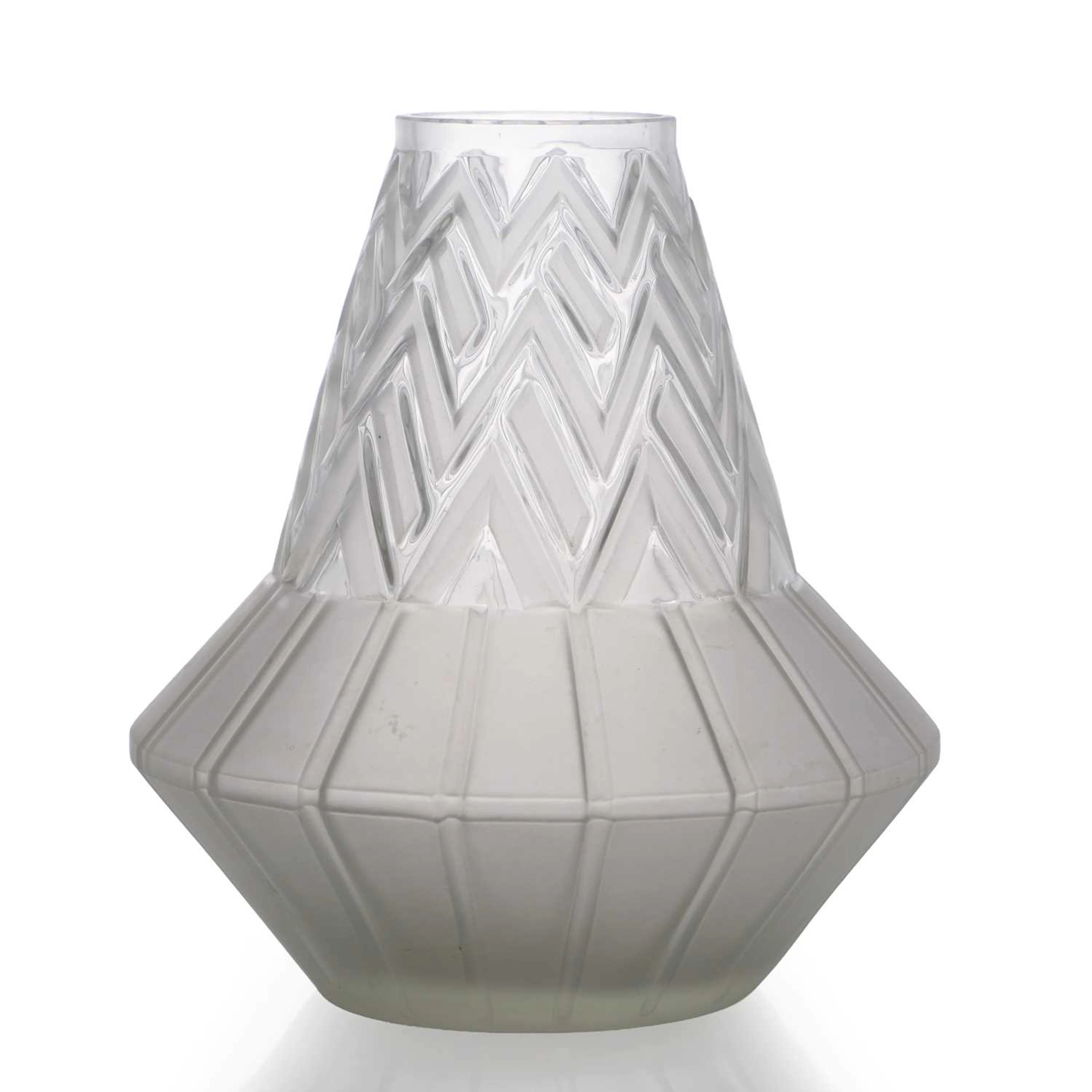 An Etling 'Tateos' glass vase circa 1930, French