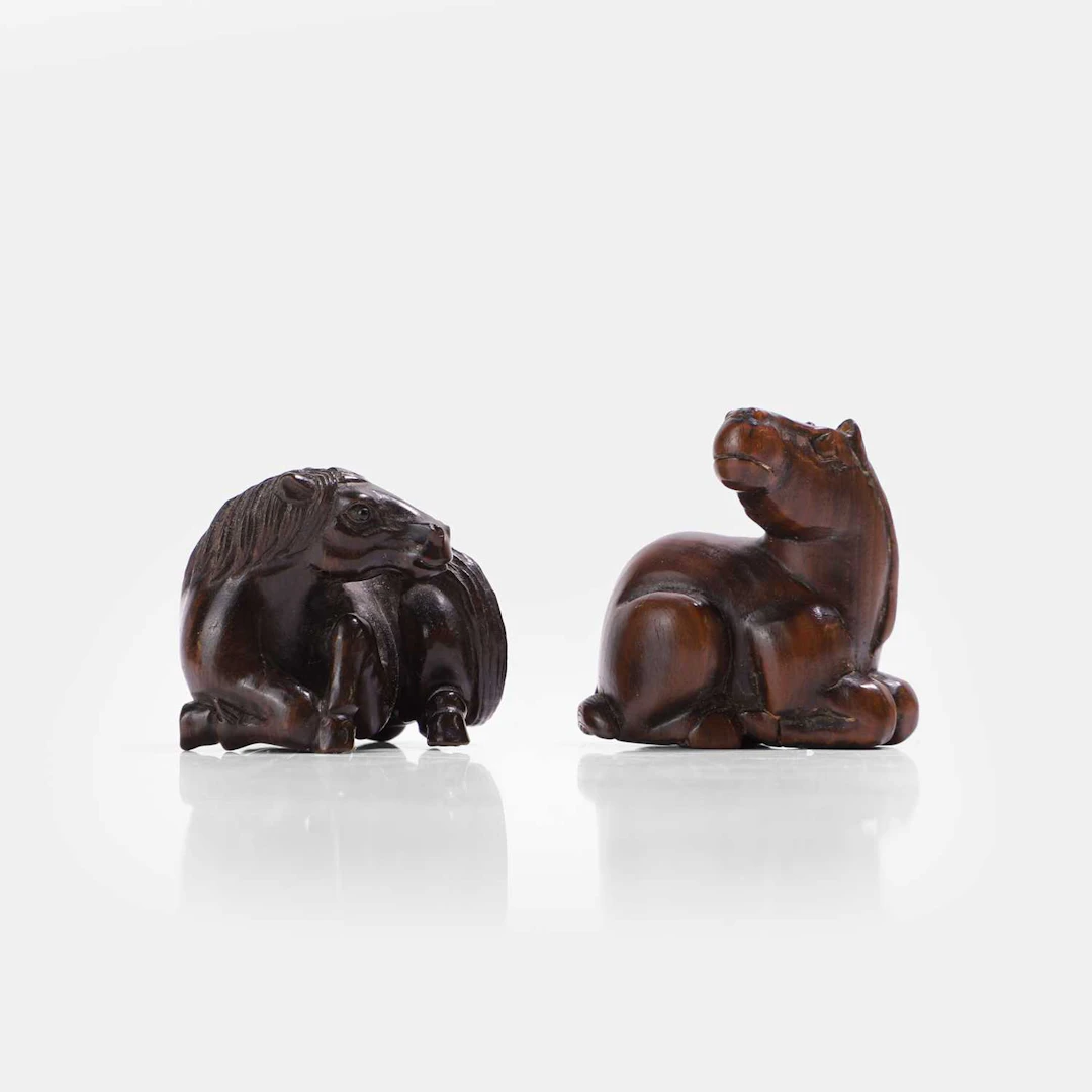 Two Japanese wood netsuke Meiji period (1868-1912)