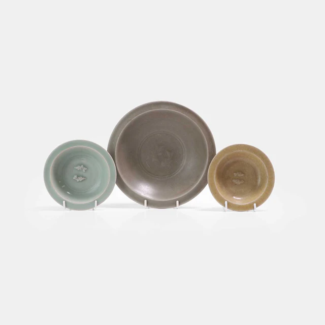 Three Chinese Longquan celadon-glazed dishes Song dynasty (960-1279)