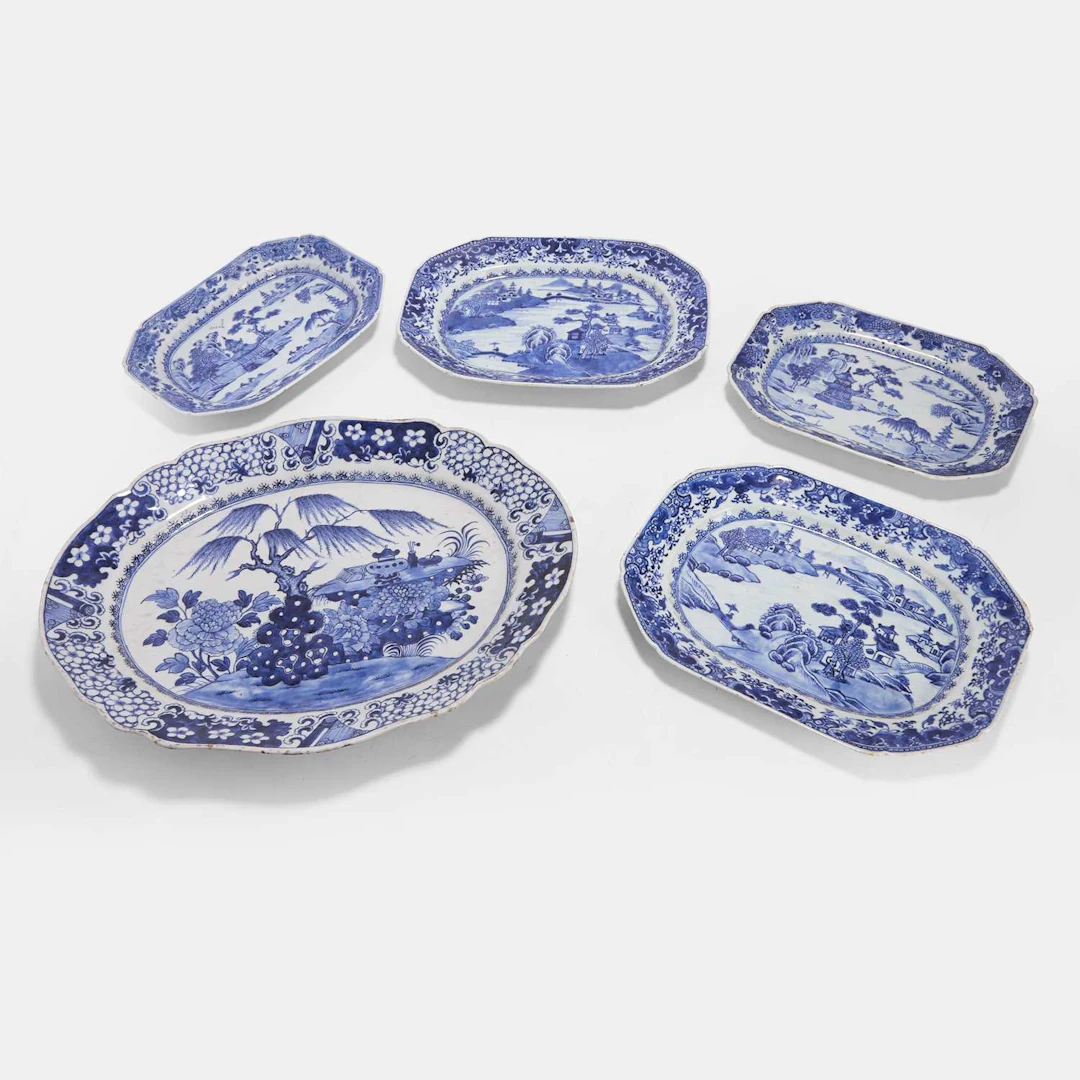 A collection of Chinese export blue and white 18th century