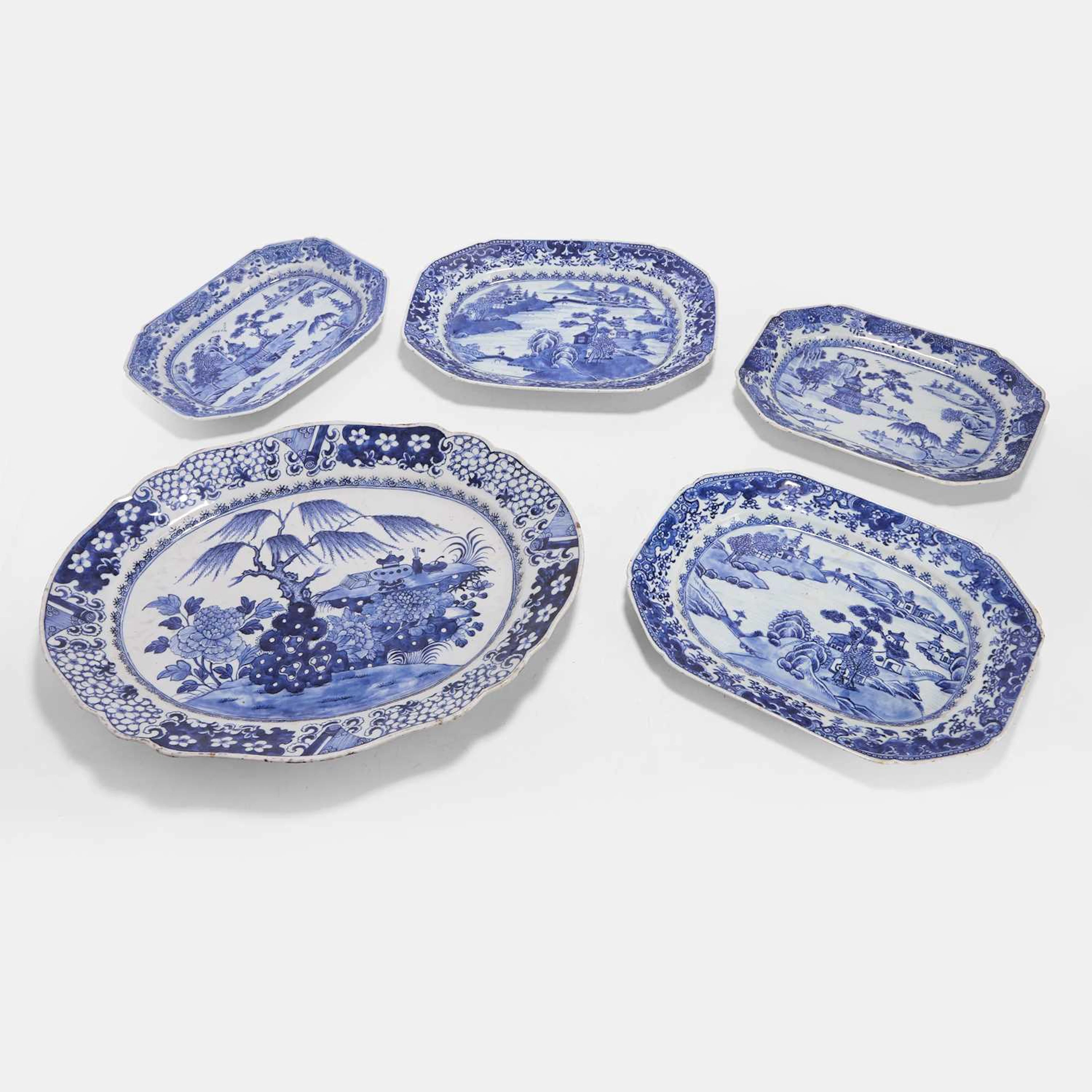 A collection of Chinese export blue and white 18th century