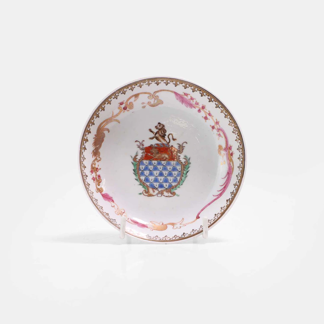 A Chinese export armorial famille rose saucer 18th century