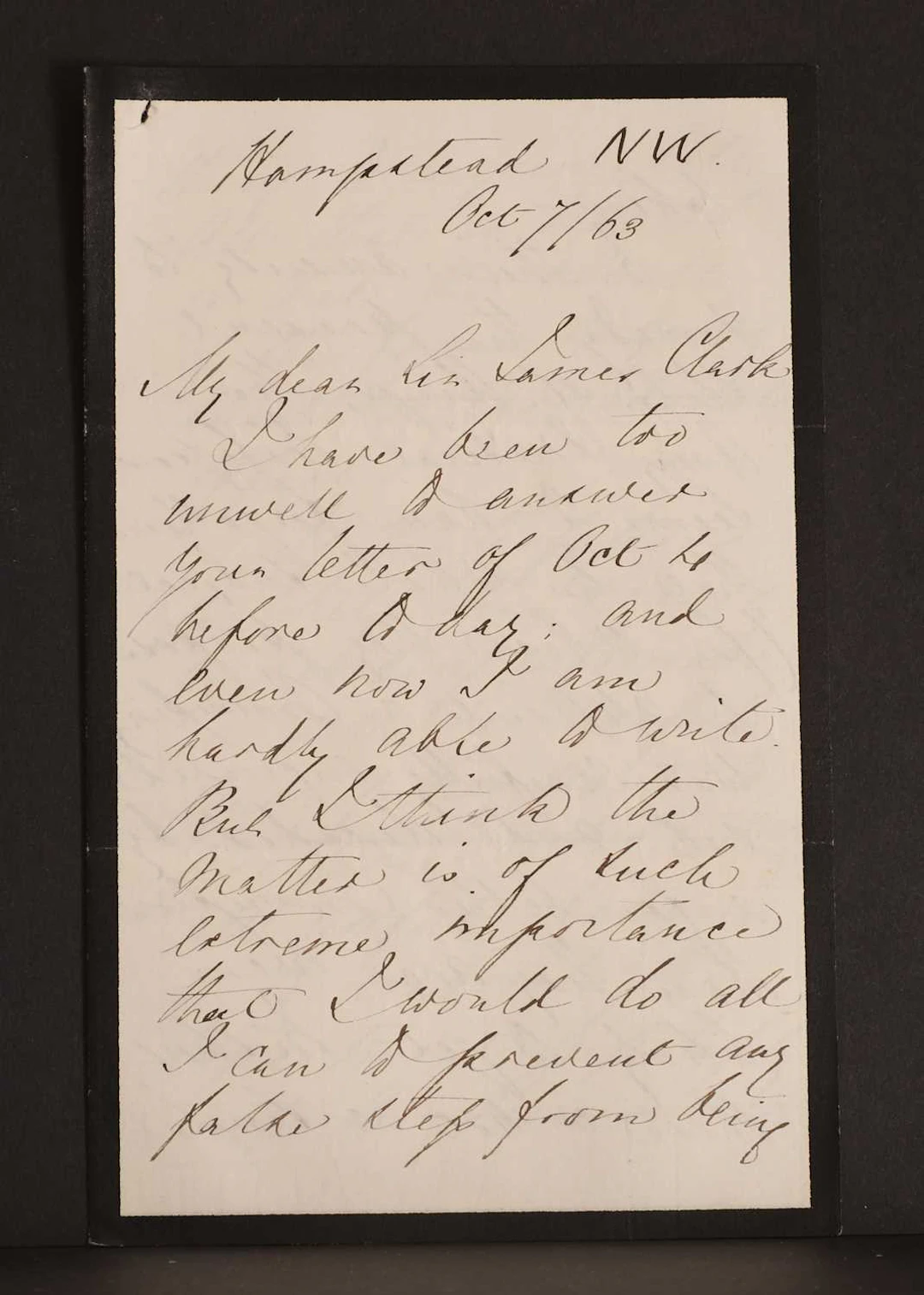 Florence NIGHTINGALE- Autograph Letter SIGNED (To Sir James Clark). 4 pages.