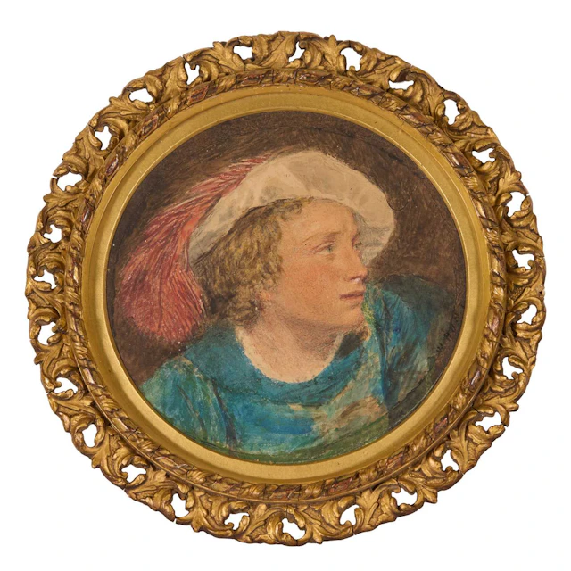 William Henry Hunt OWS (1790-1864) Portrait of a boy, bust-length