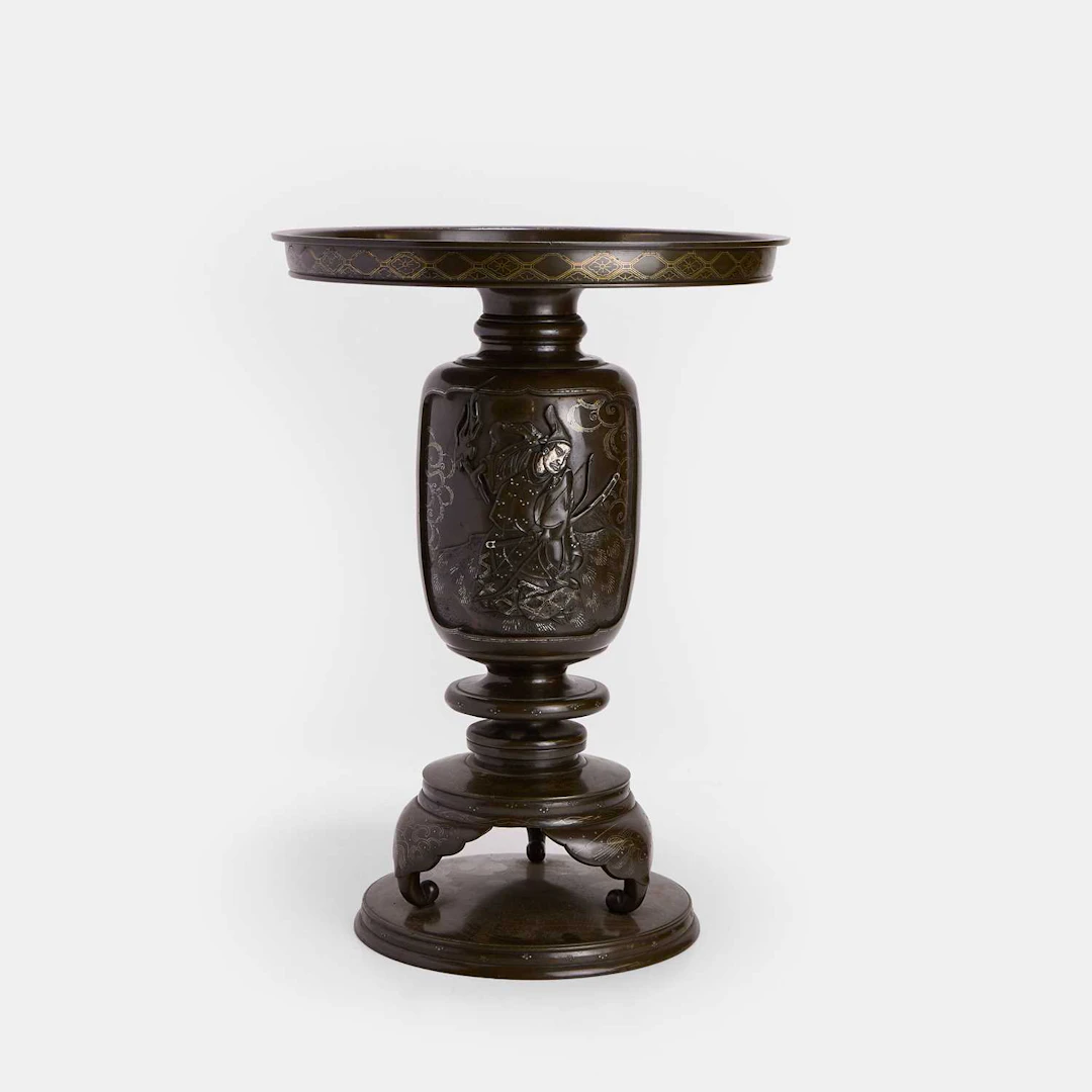 A Japanese mixed-metal bronze usubata vase early 20th century