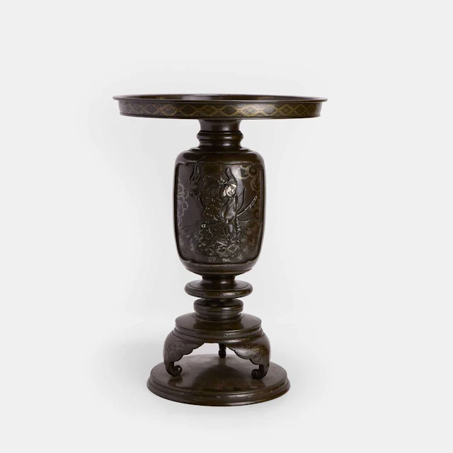 A Japanese mixed-metal bronze usubata vase early 20th century
