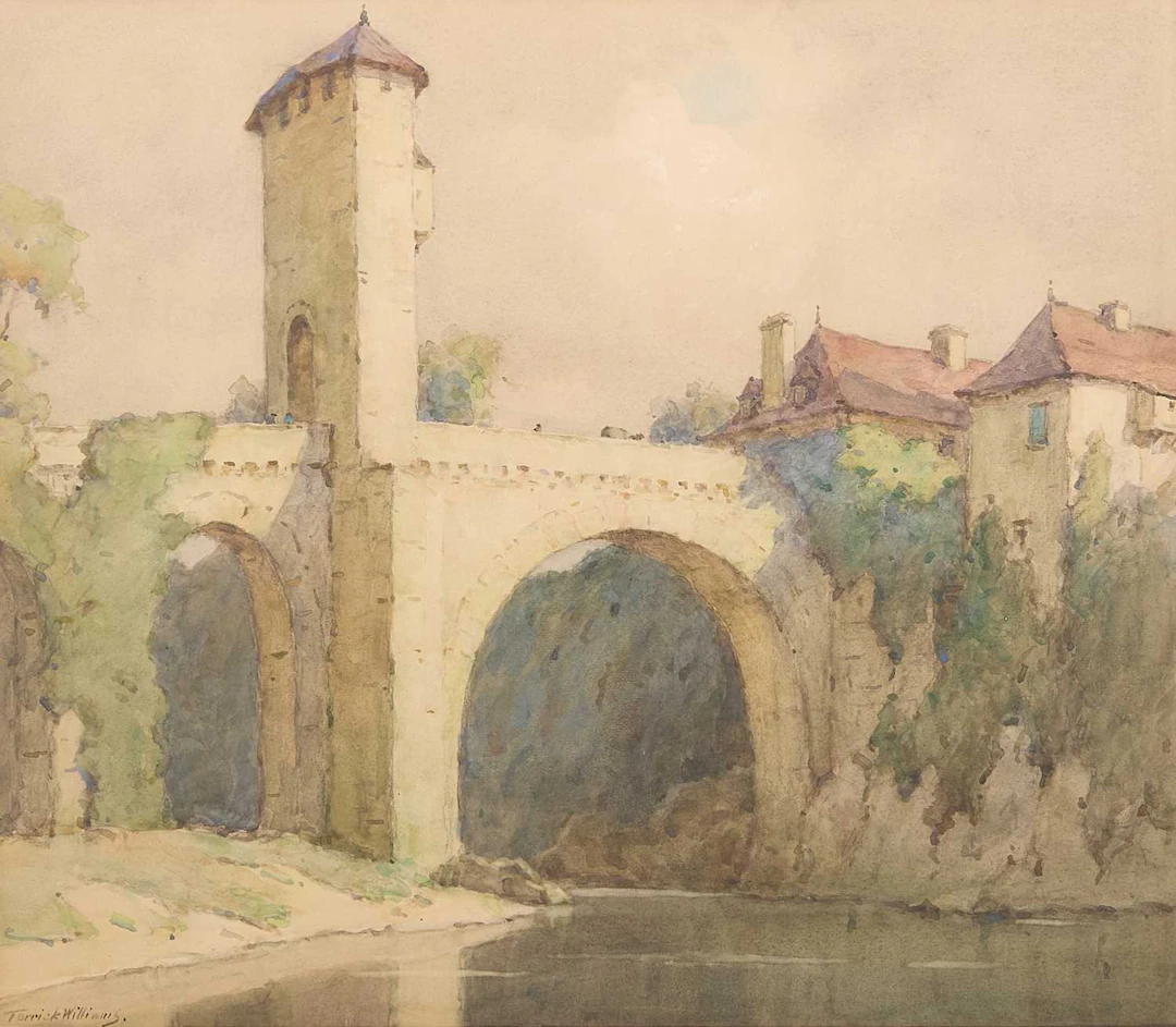 Terrick Williams RA (British, 1860-1936) Bridge at Orthez, France