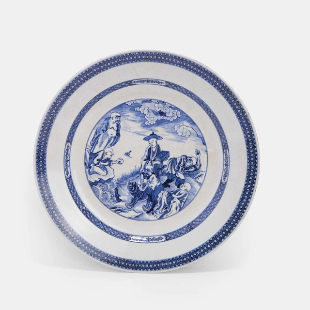A Chinese export blue and white charger 18th century