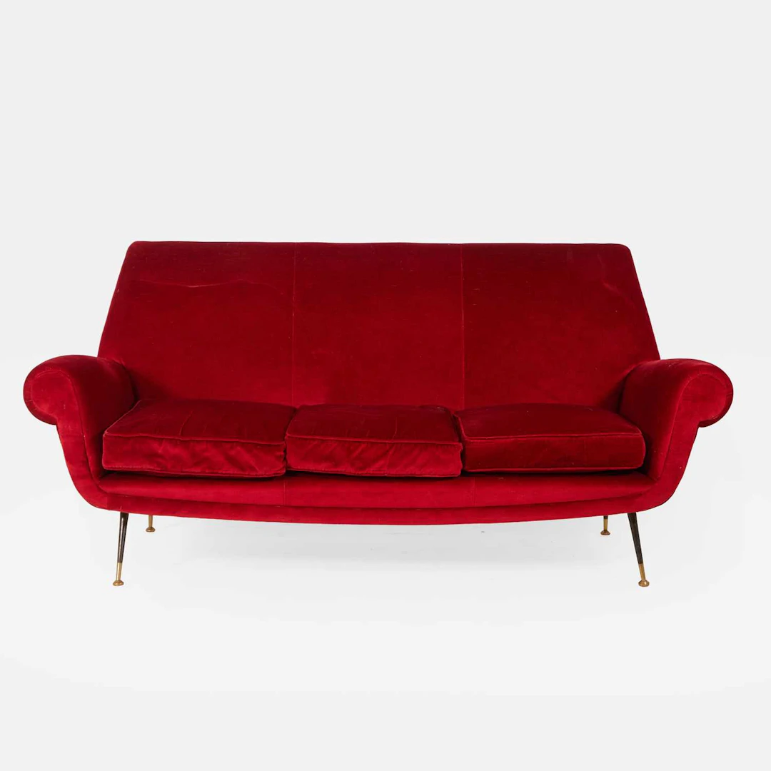 Italian a red velvet settee