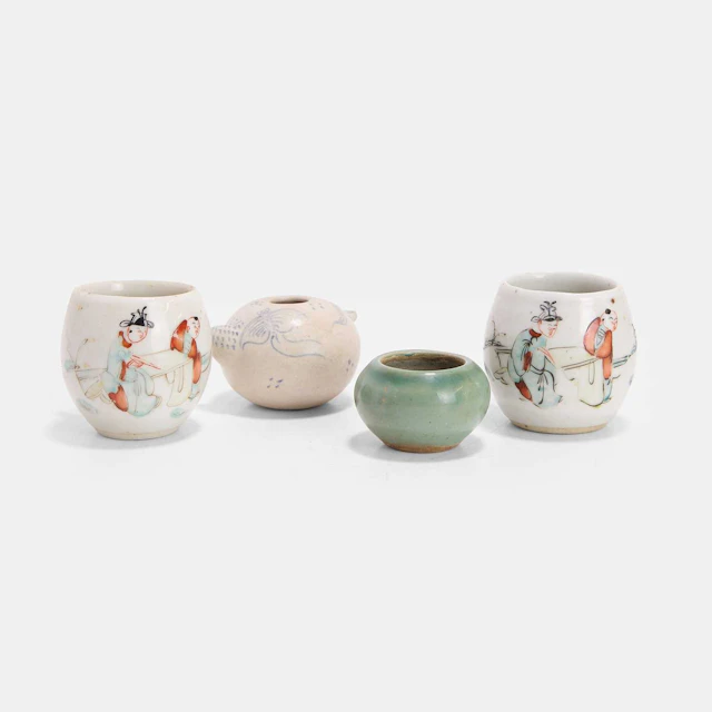 A group of four Chinese bird feeders Ming to Qing dynasty