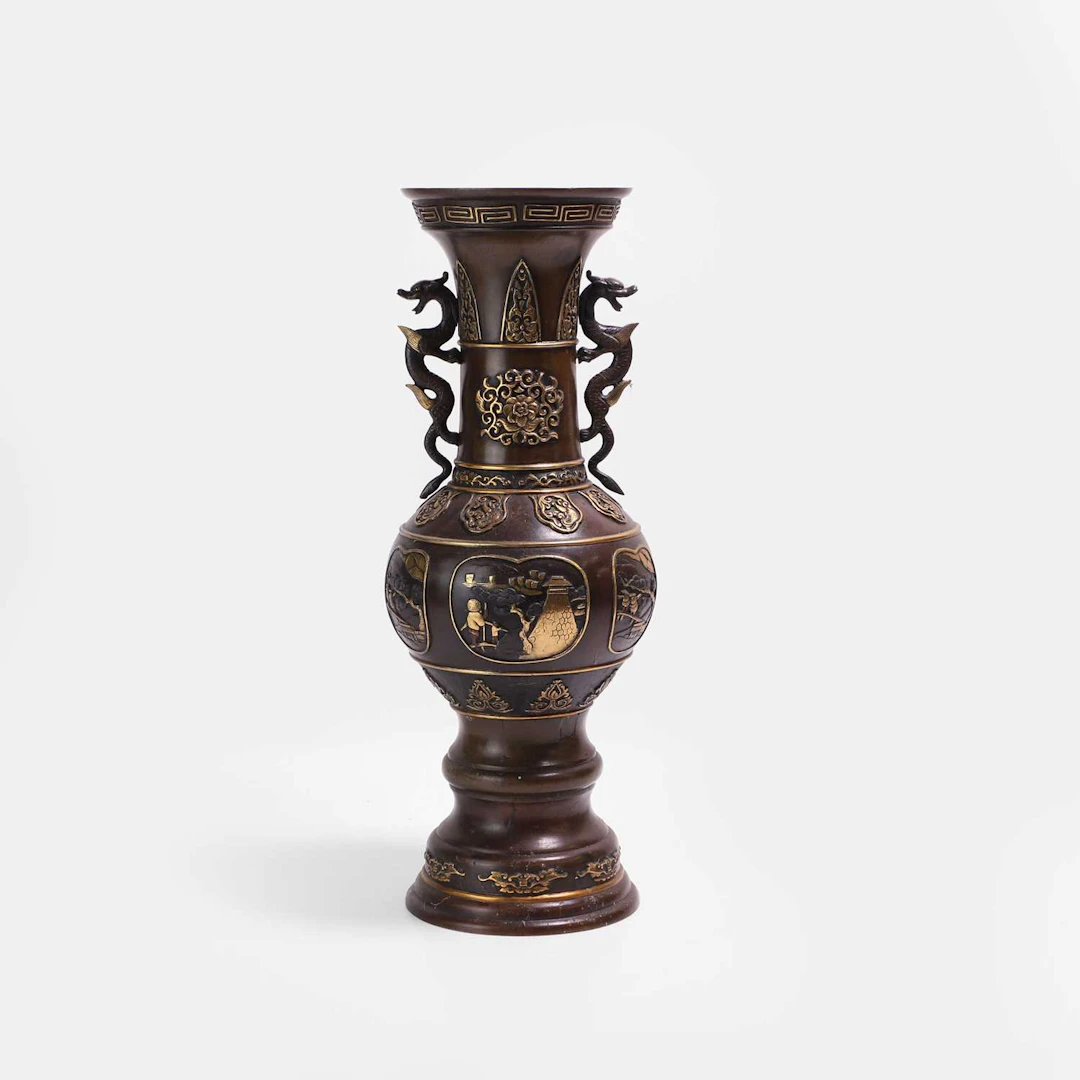 A Japanese mixed-metal bronze vase Meiji period (1868-1912)
