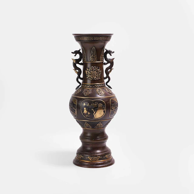 A Japanese mixed-metal bronze vase Meiji period (1868-1912)