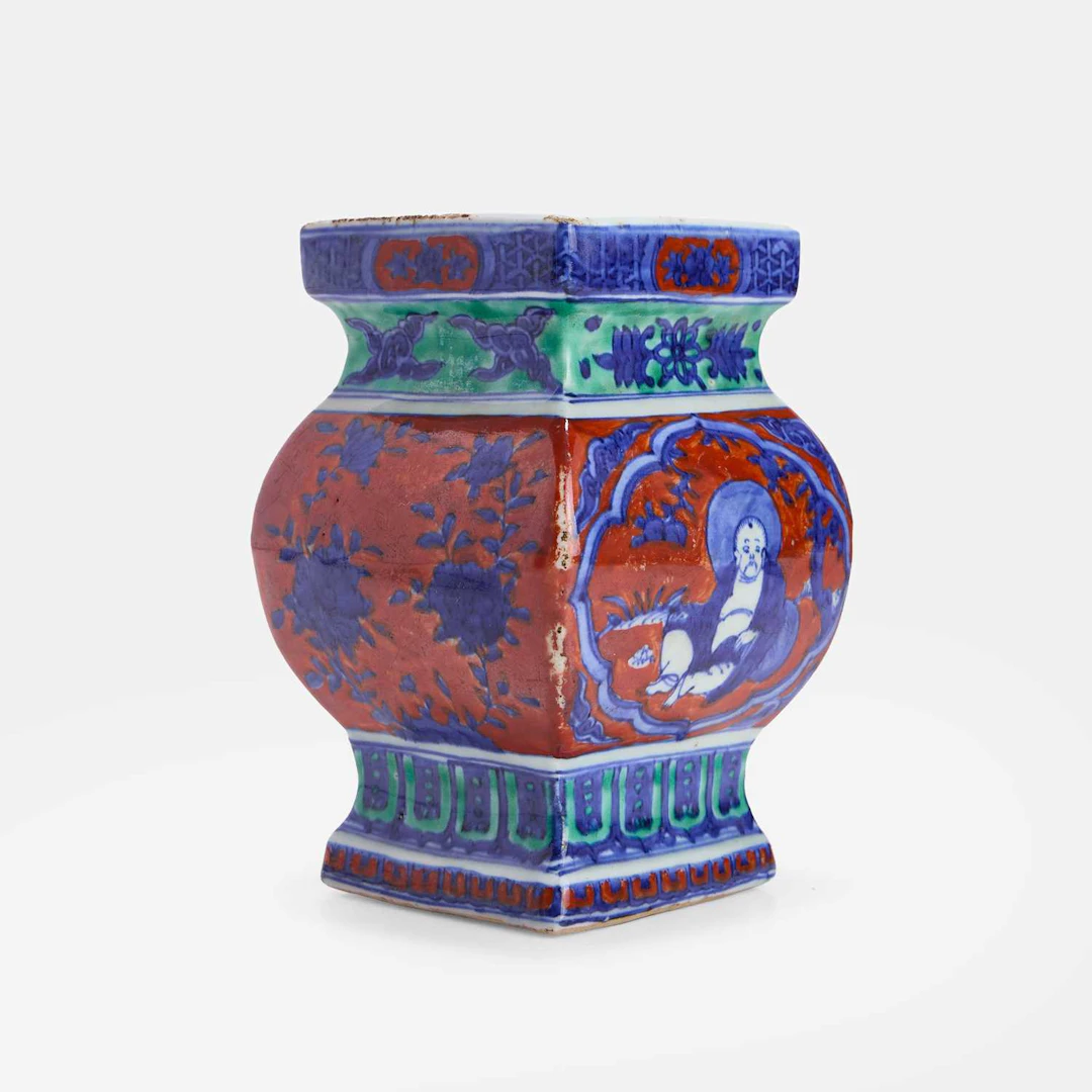 A Chinese iron-red and underglaze-blue vase Wanli (1573-1620)