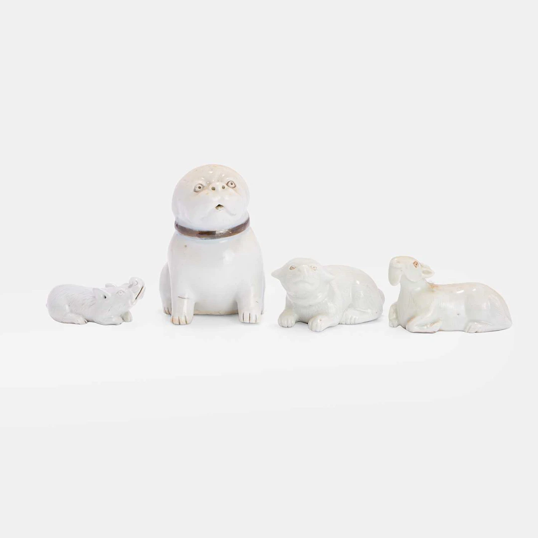 A collection of Japanese Hirado ware okimono 19th-20th century