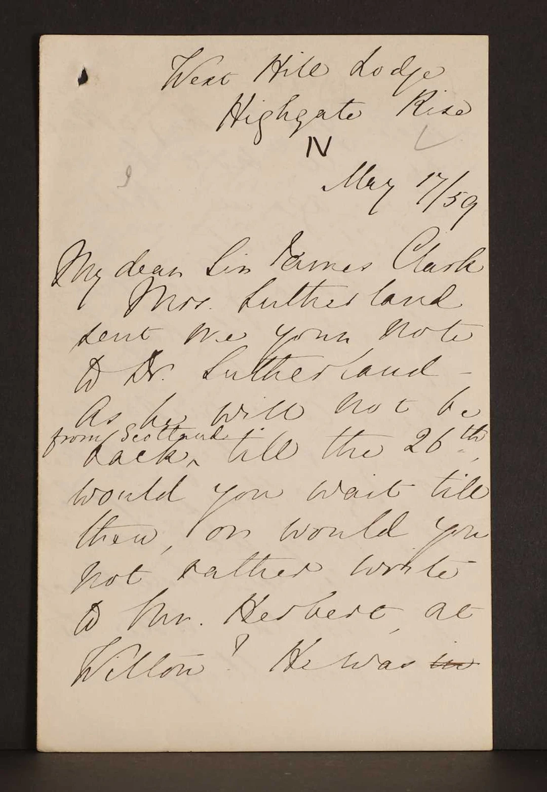 Florence NIGHTINGALE- Autograph Letter SIGNED (To Sir James Clark). 3 pages.