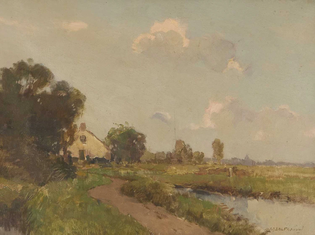Gerardus Johannes Delfgaauw (Dutch, 1882-1947) A house by a path