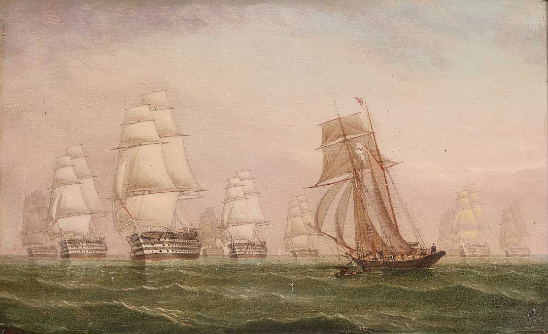 William Frederick Settle (British, 1821-1897) A squadron of men o' war