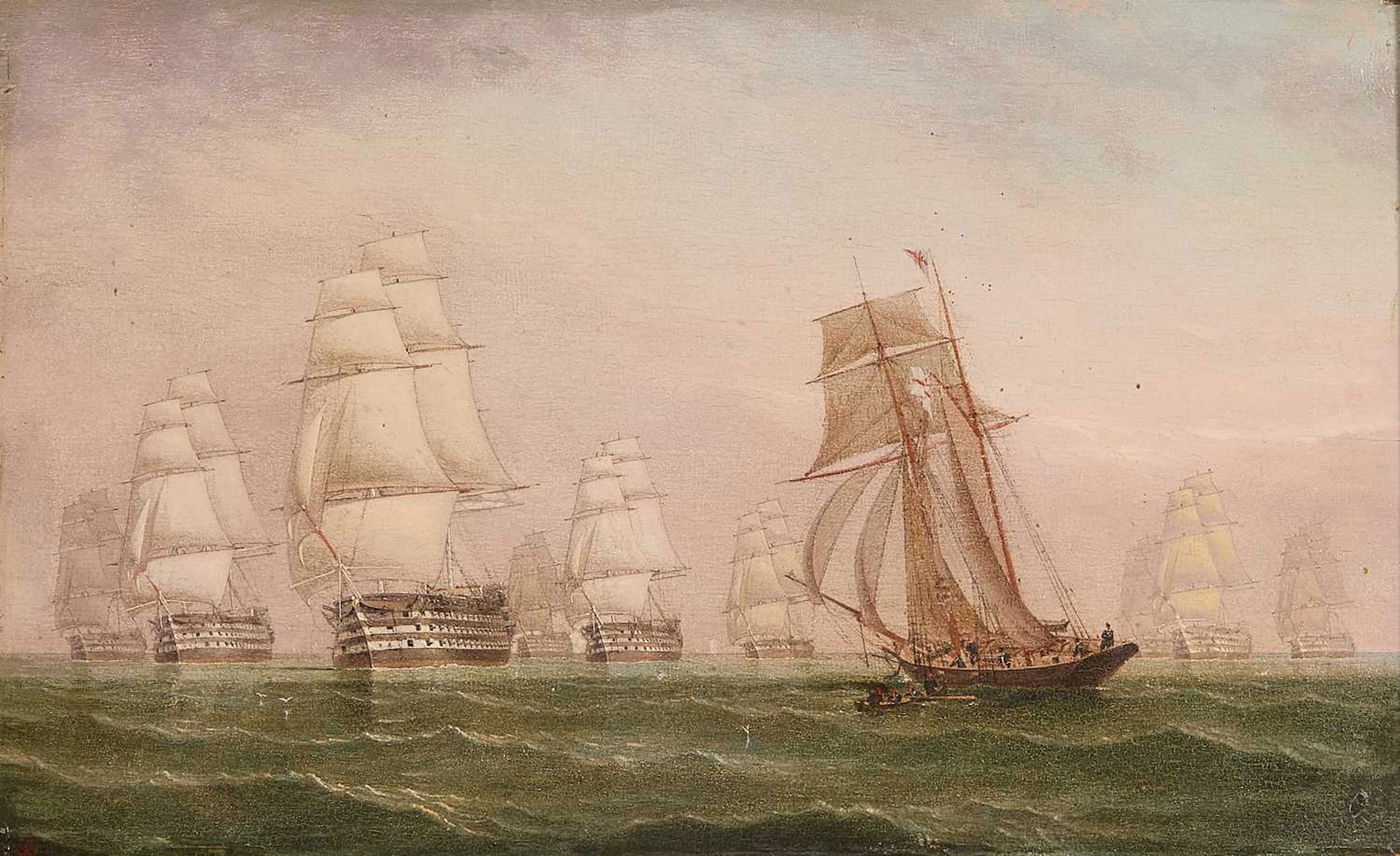 William Frederick Settle (British, 1821-1897) A squadron of men o' war