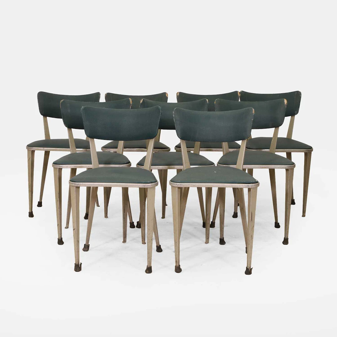 Ernest Race (British, 1913-1964) a set of nine 'BA3' dining chairs