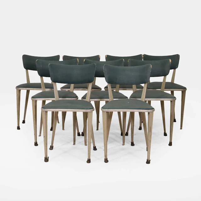 Ernest Race (British, 1913-1964) a set of nine 'BA3' dining chairs