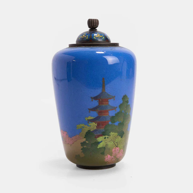 A Japanese cloisonné miniature vase and cover Meiji period (1868-1912)