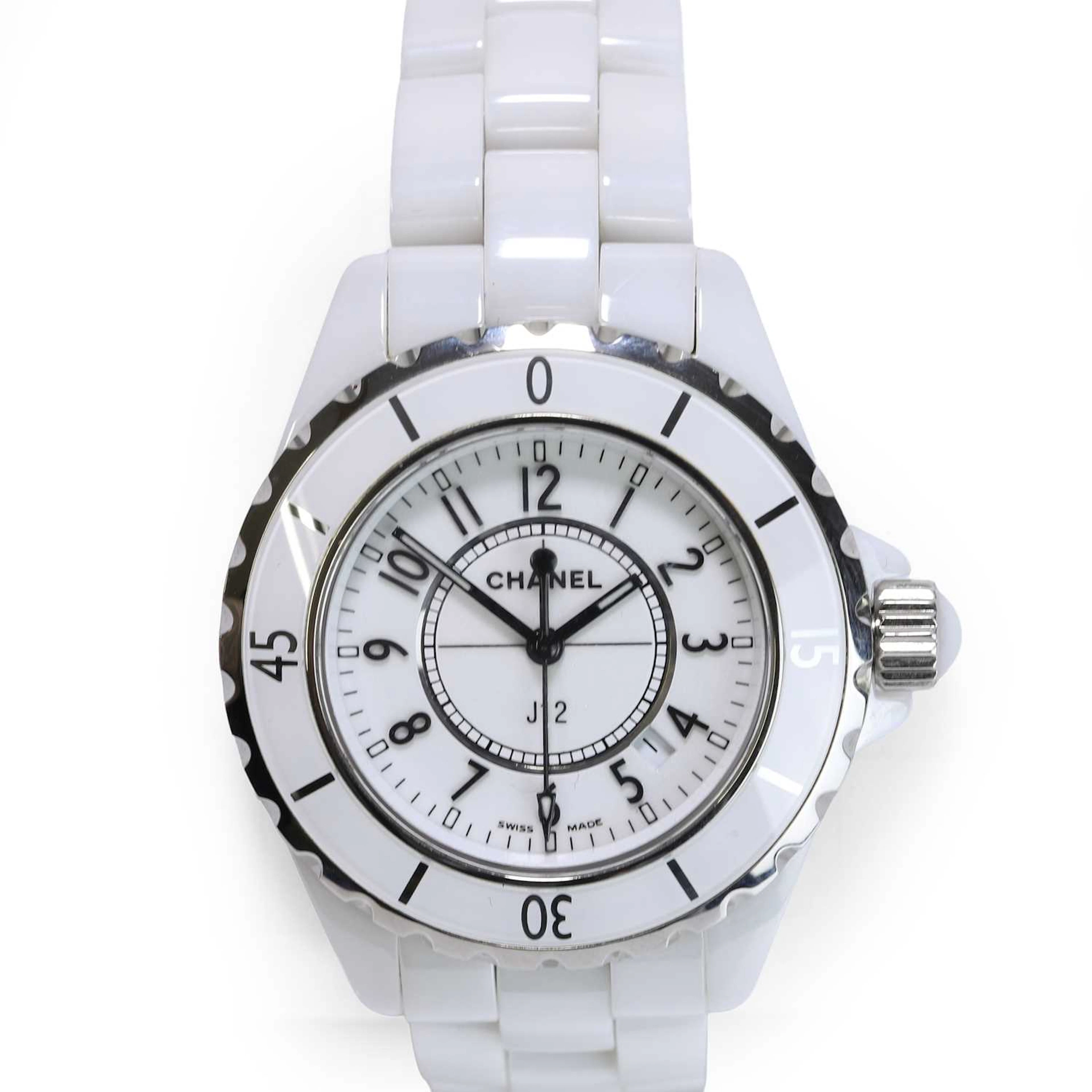 Chanel a ladies' stainless steel and ceramic 'J12' quartz bracelet watch