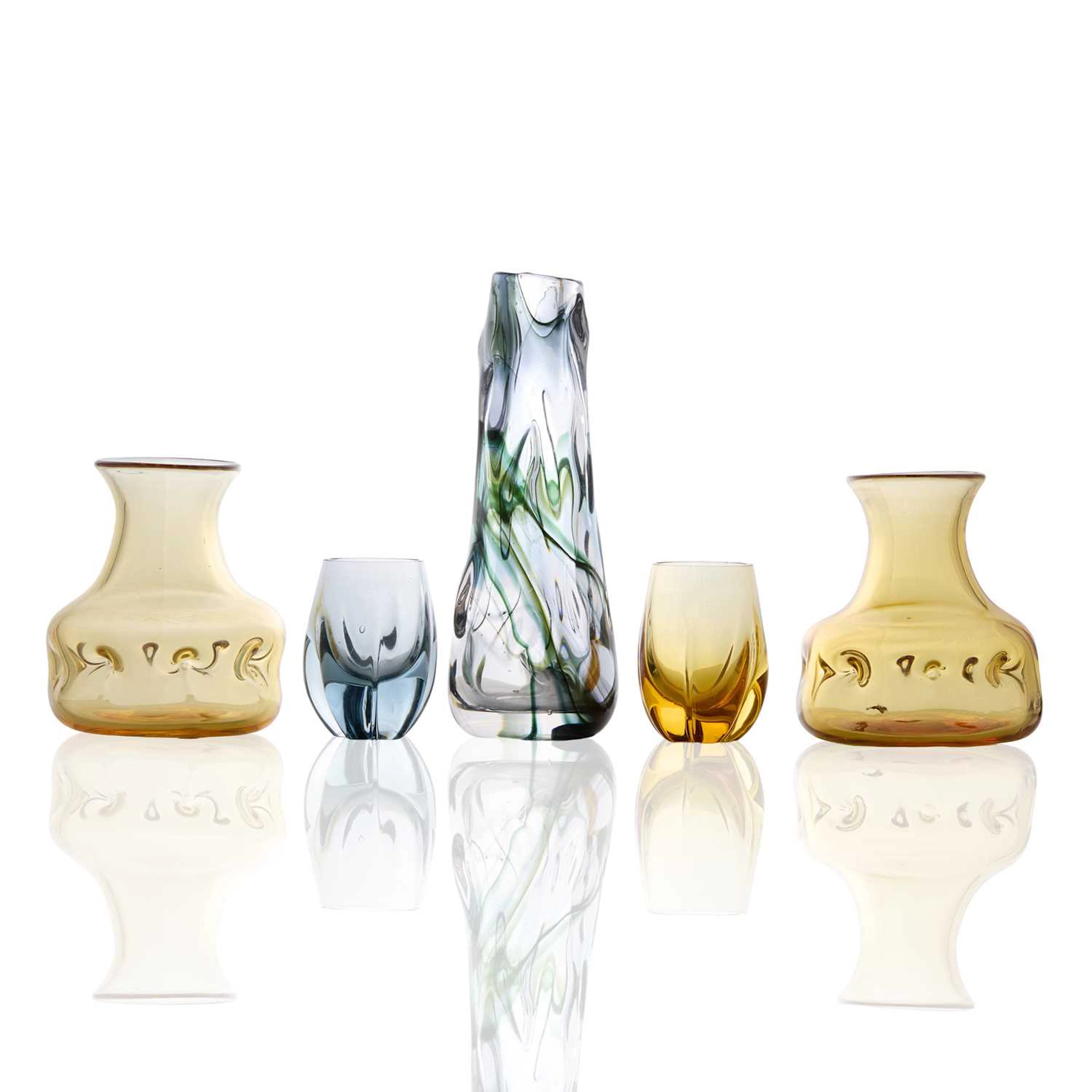 A collection of Whitefriars glass vases circa 1970