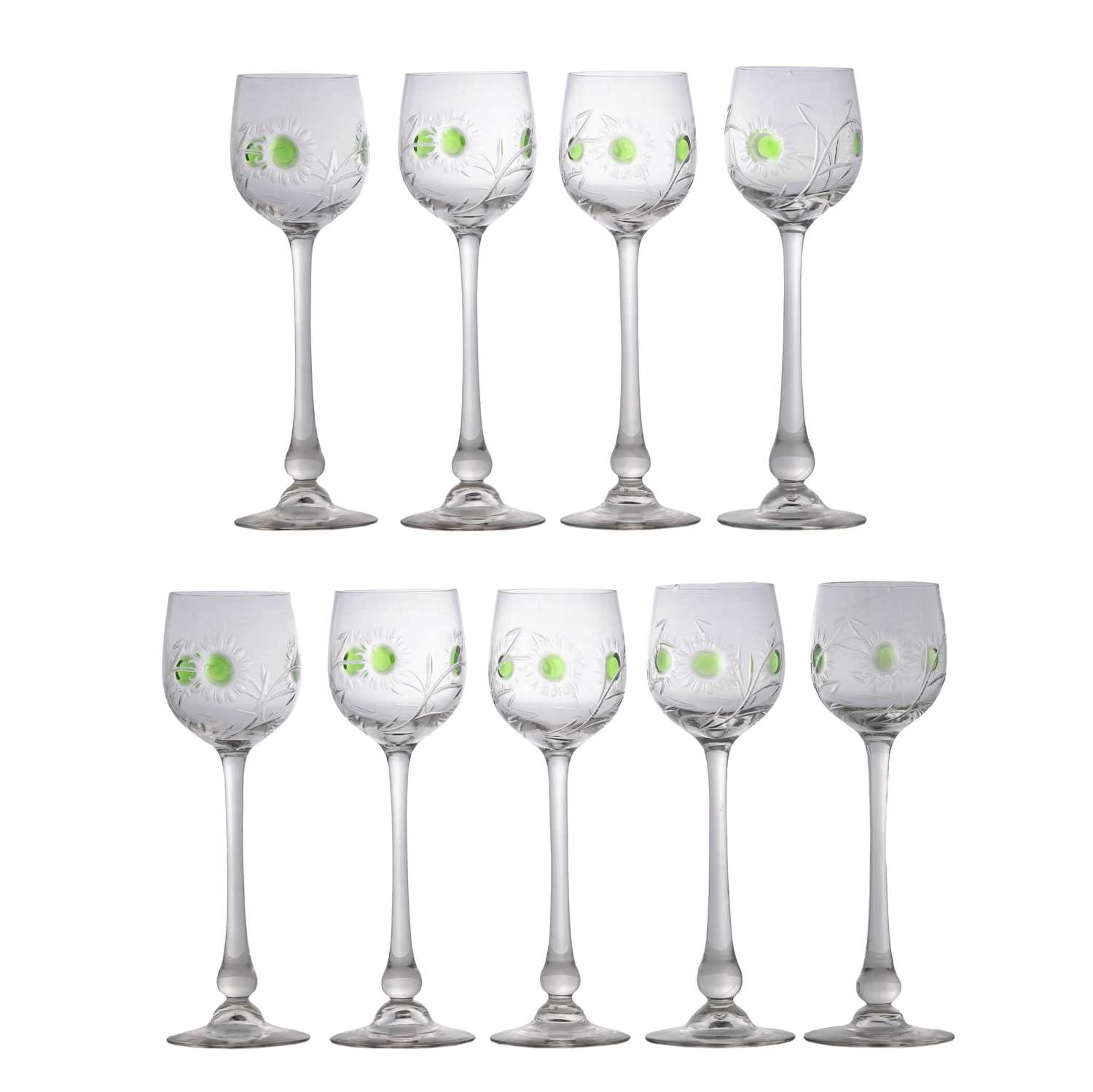 A group of nine Theresienthal hock glasses 20th century, German