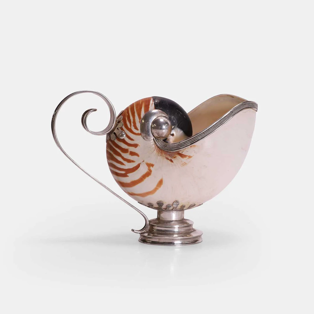 Tiffany & Co. a silver-mounted nautilus shell ewer