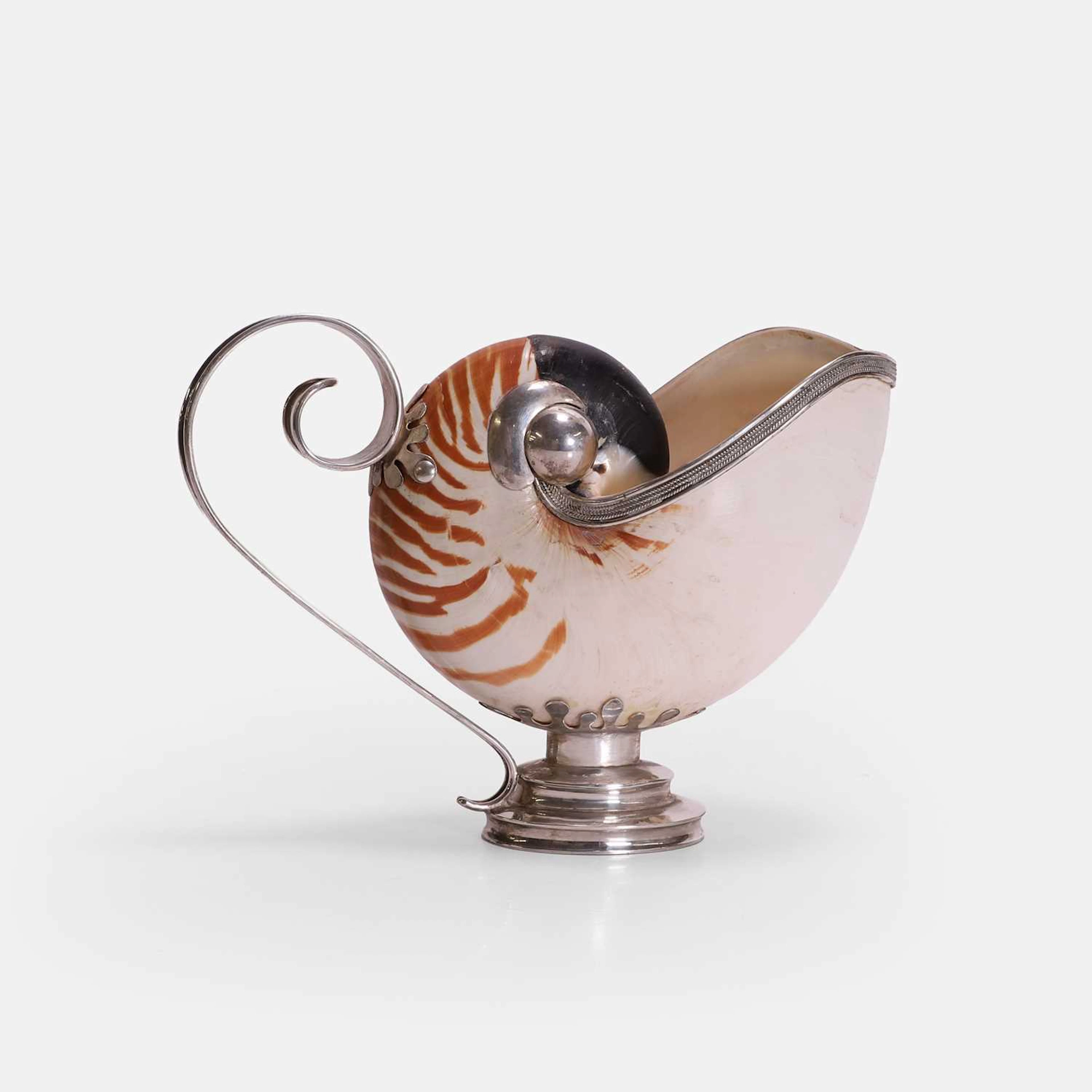 Tiffany & Co. a silver-mounted nautilus shell ewer
