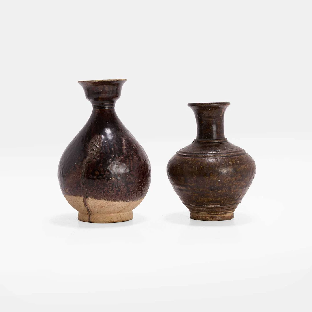 Two Southeast Asian brown-glazed earthenware vases