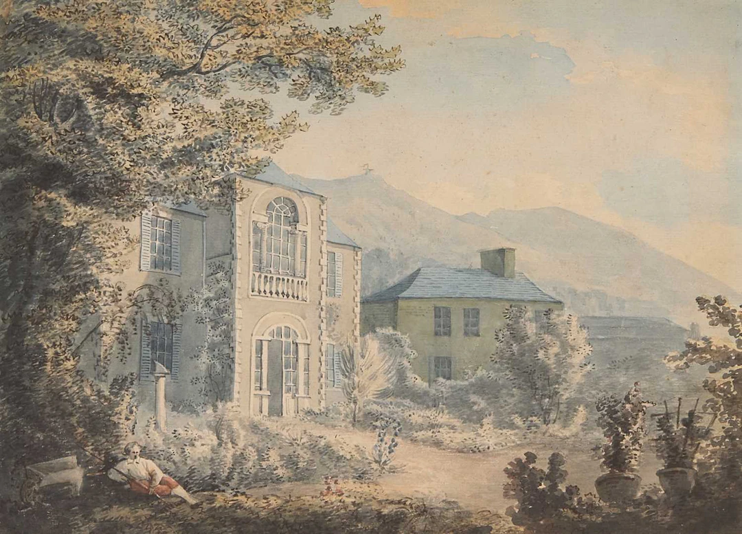 Circle of Paul Sandby RA (British, 1731-1809) A landscape with a gardener