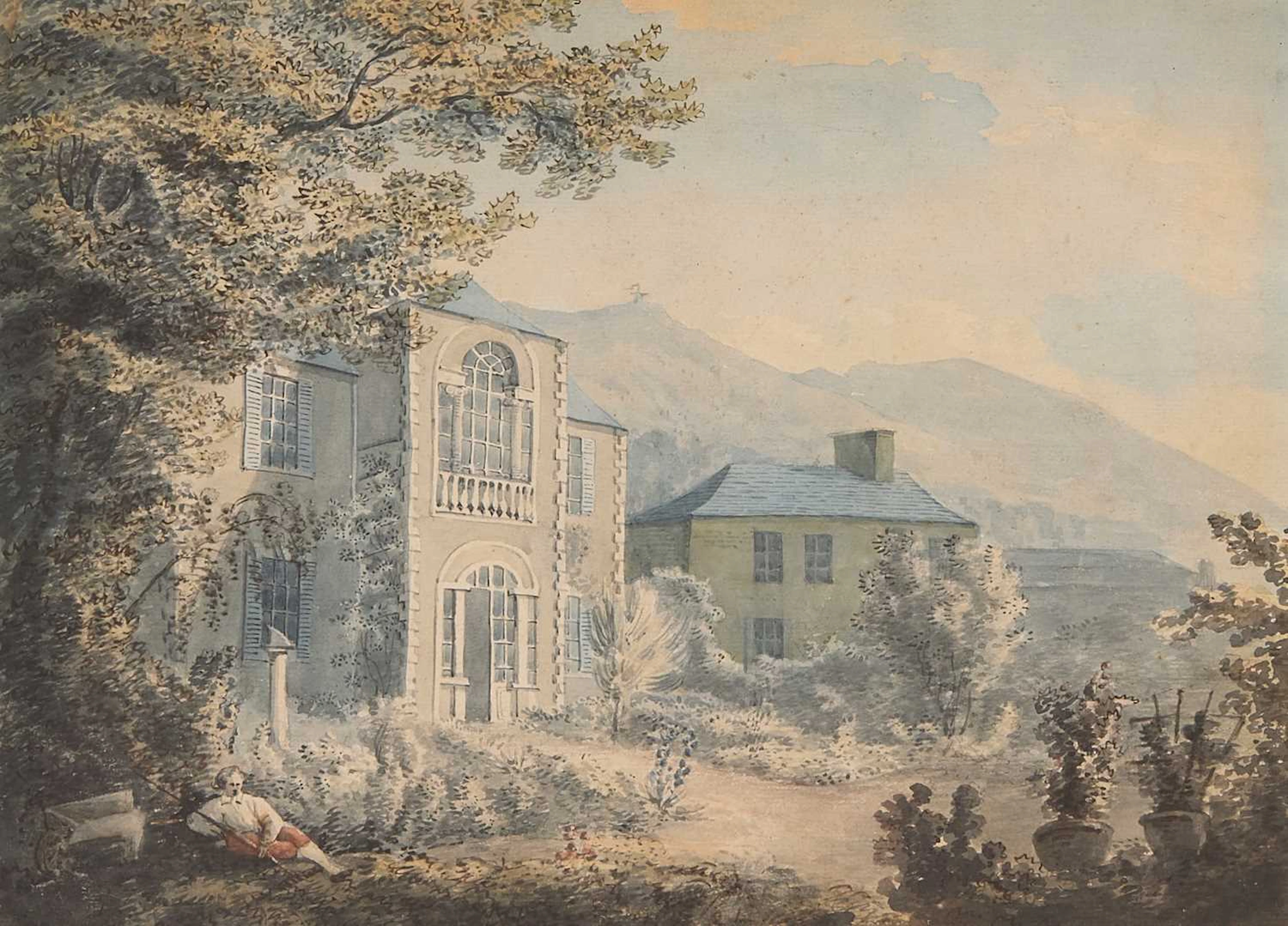 Circle of Paul Sandby RA (British, 1731-1809) A landscape with a gardener